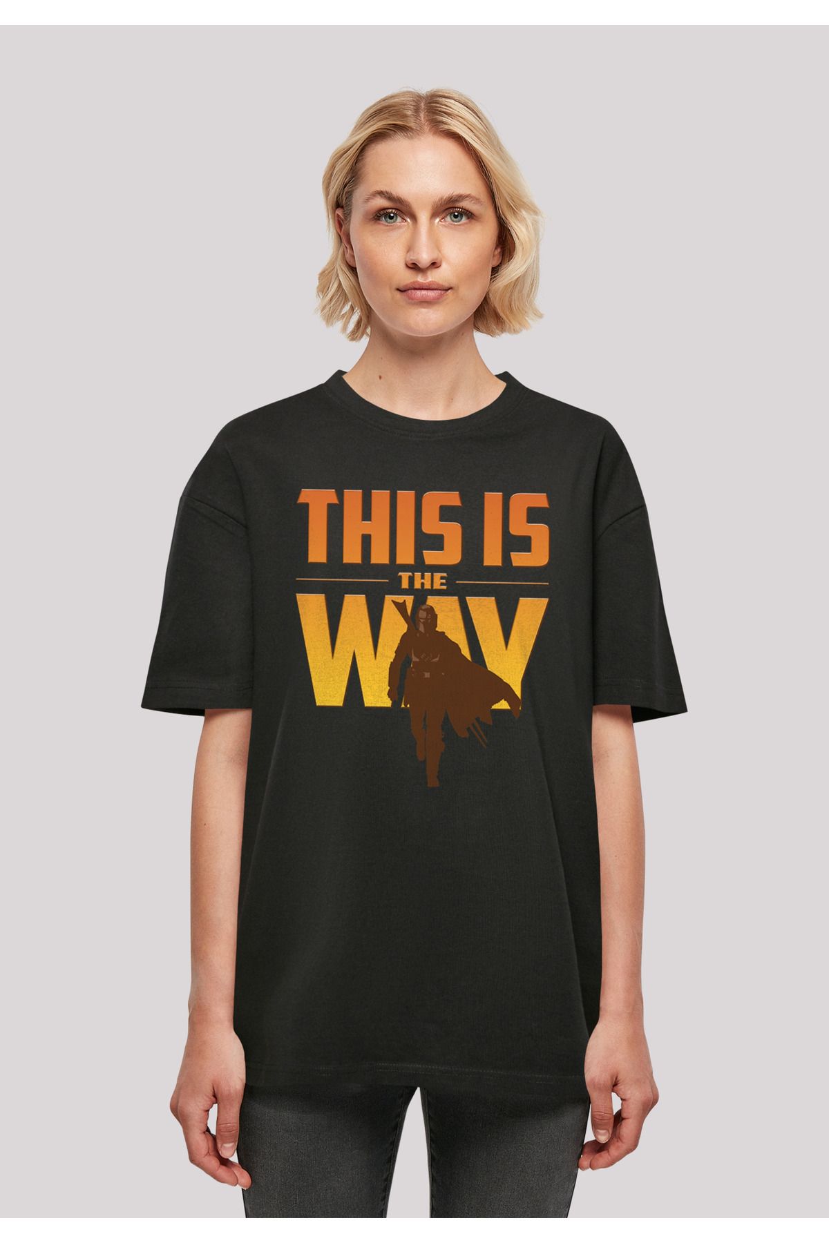 F4NT4STIC Damen Star Wars - Damen Is This übergroßem Trendyol Way mit Boyfriend-T-Shirt The The für Mandalorian