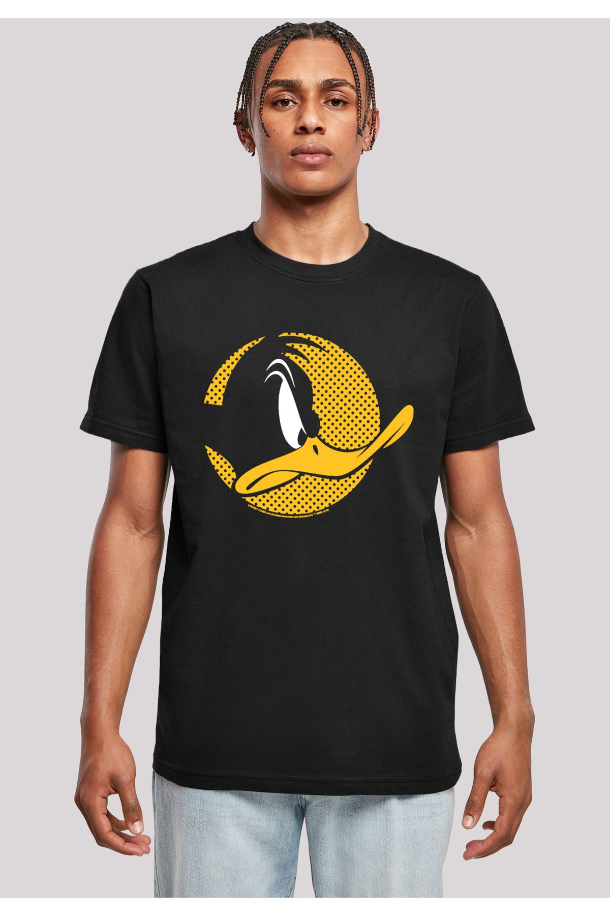 -BLK Profile Duck F4NT4STIC Tunes Rundhalsausschnitt T-Shirt mit - Herren Trendyol Daffy Dotted Looney