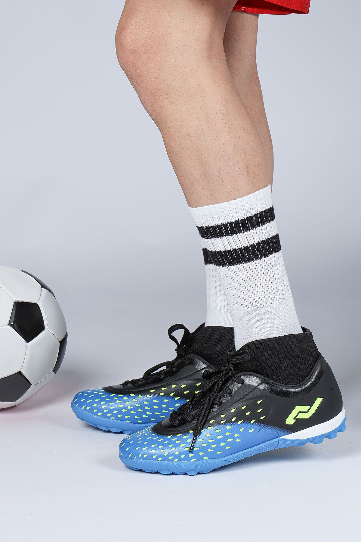 Jump 29673 Blue Black Astroturf Football Boots with Socks Trendyol