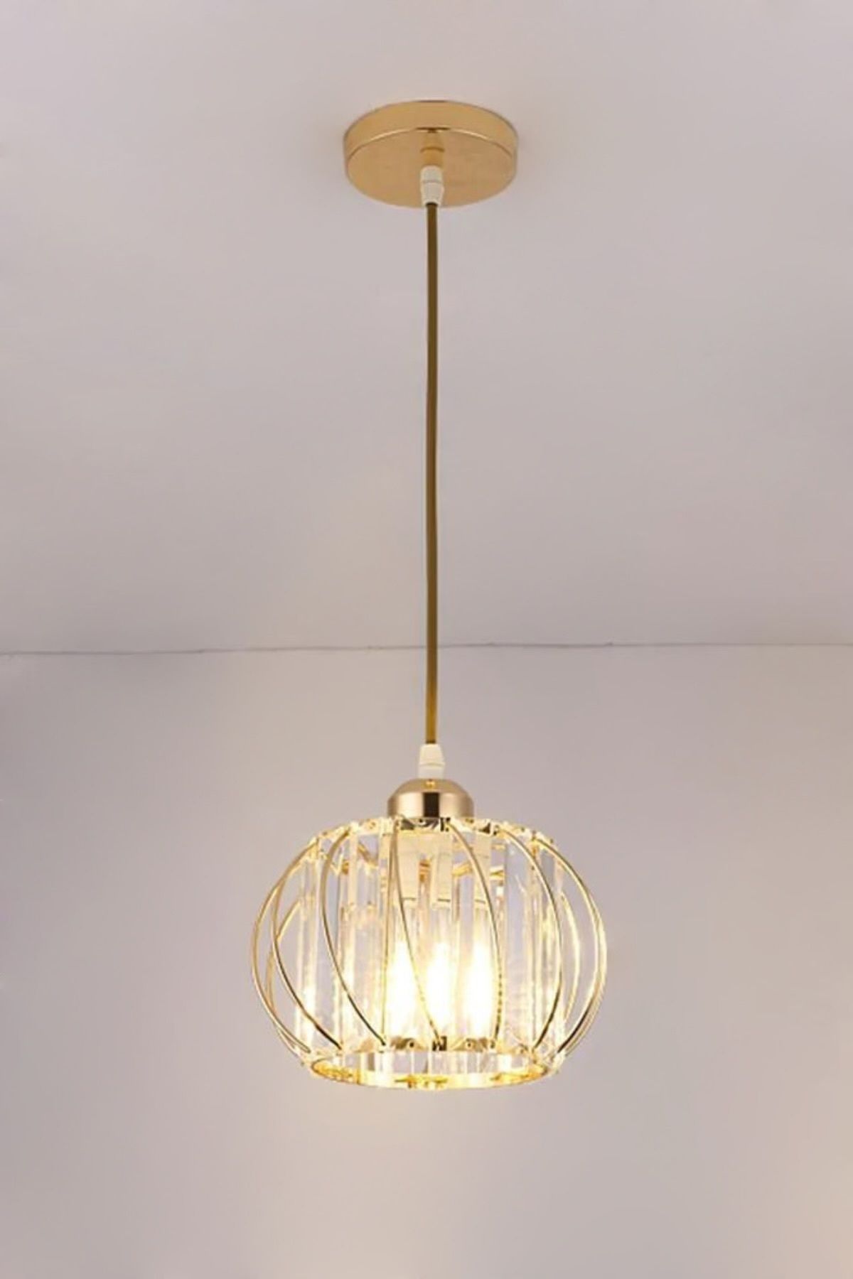 İNCE KRİSTAL-Modern Loop Model Crystal Stone Single Pendant Chandelier 3