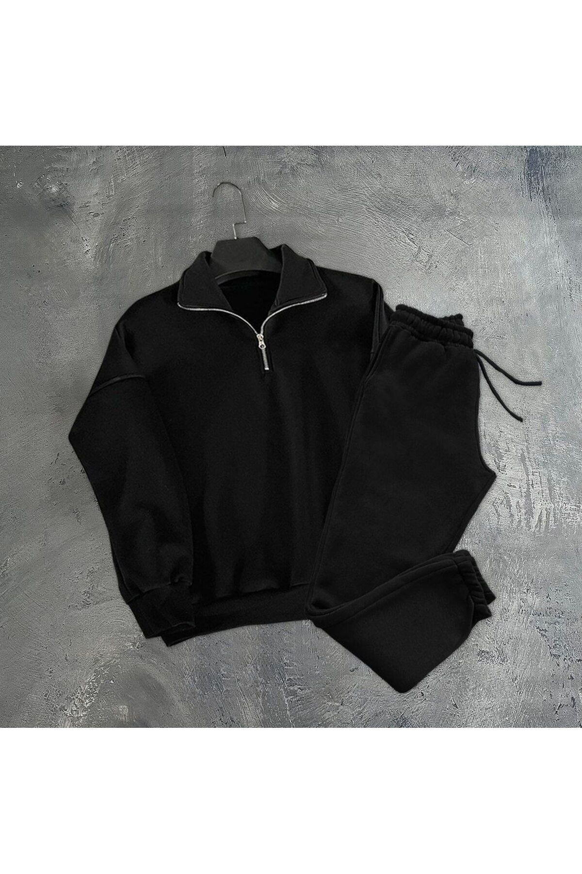 AXXAN unisex half zipper Tracksuit Set with cotton inside top and