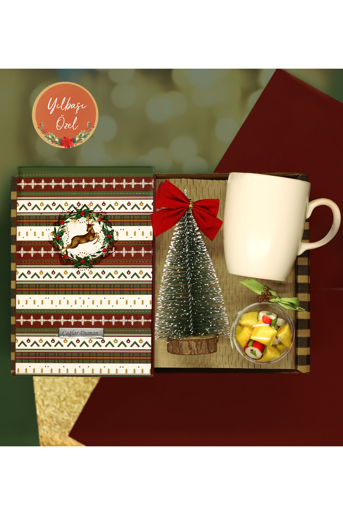 SPECIAL FOR THE NEW YEAR New Year Themed Notebook & Mini Christmas Tree & Mug, Glass & Rock Candy Gift Sets