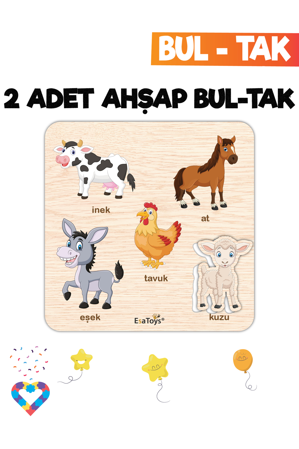 بازی آموزشی دو تکه حیوانات و میوه‌ها با درپوش