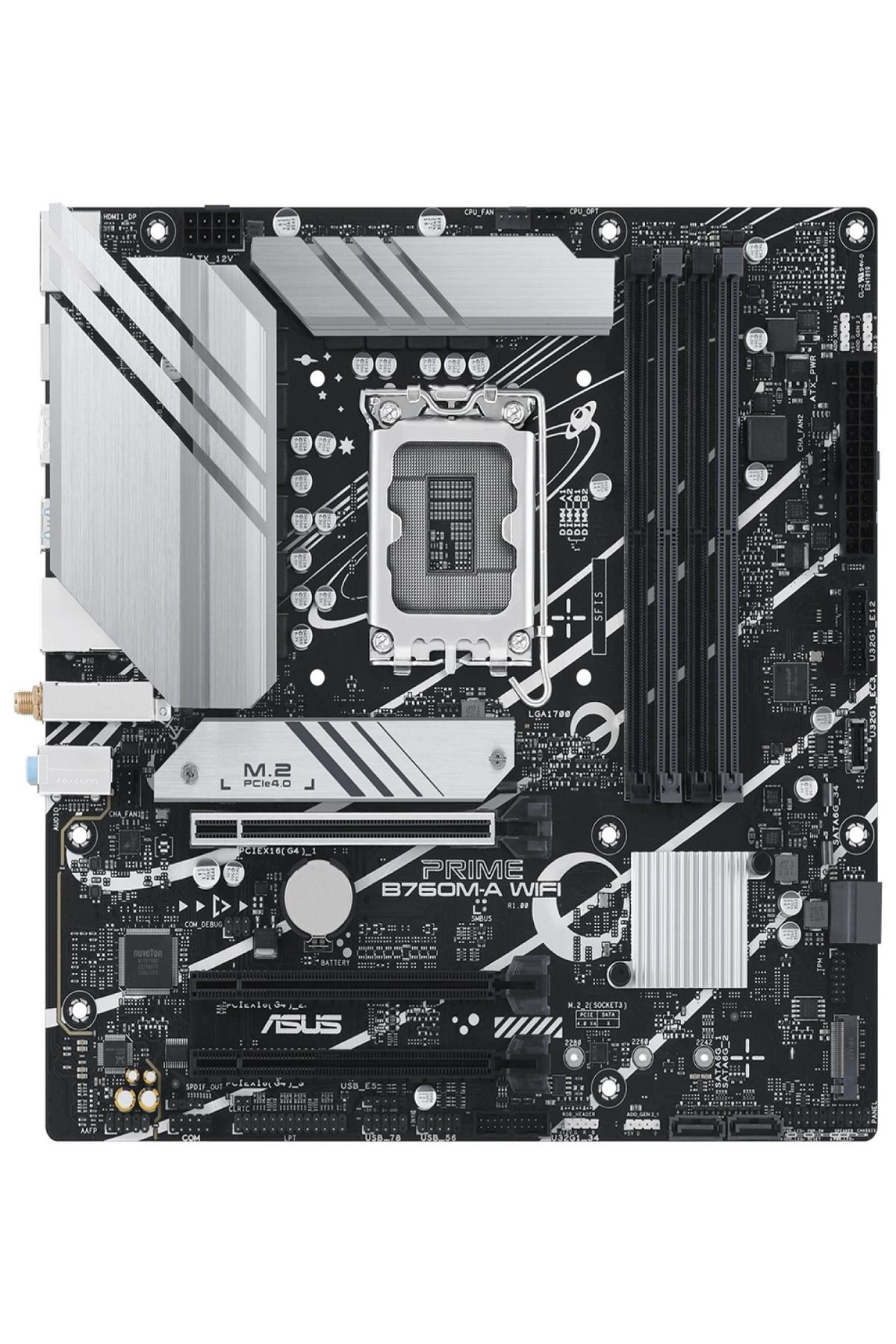 ASUS-لوحة أم PRIME B760M-A مزودة بشبكة واي فاي وذاكرة DDR5 سعة 7200 وHDMI/DP ومنفذي M.2 وUSB3.2 AX وشبكة واي فاي وبلوتوث وAURA RGB وشبكة LAN بسرعة 2.5 جيجابت وmATX ASU 2