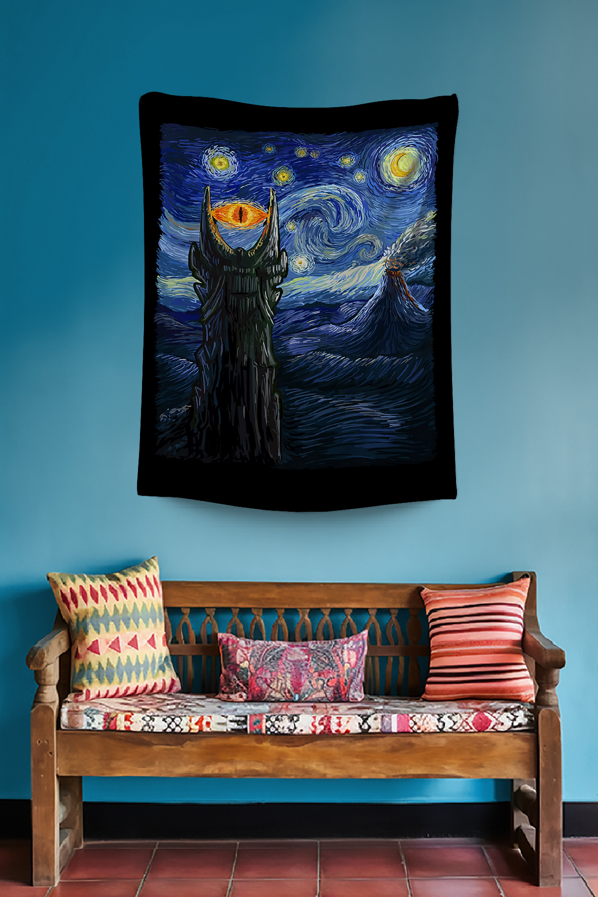 Wall cover tapestry digital print decoration tapestry "Mordor" - easy hanger application
