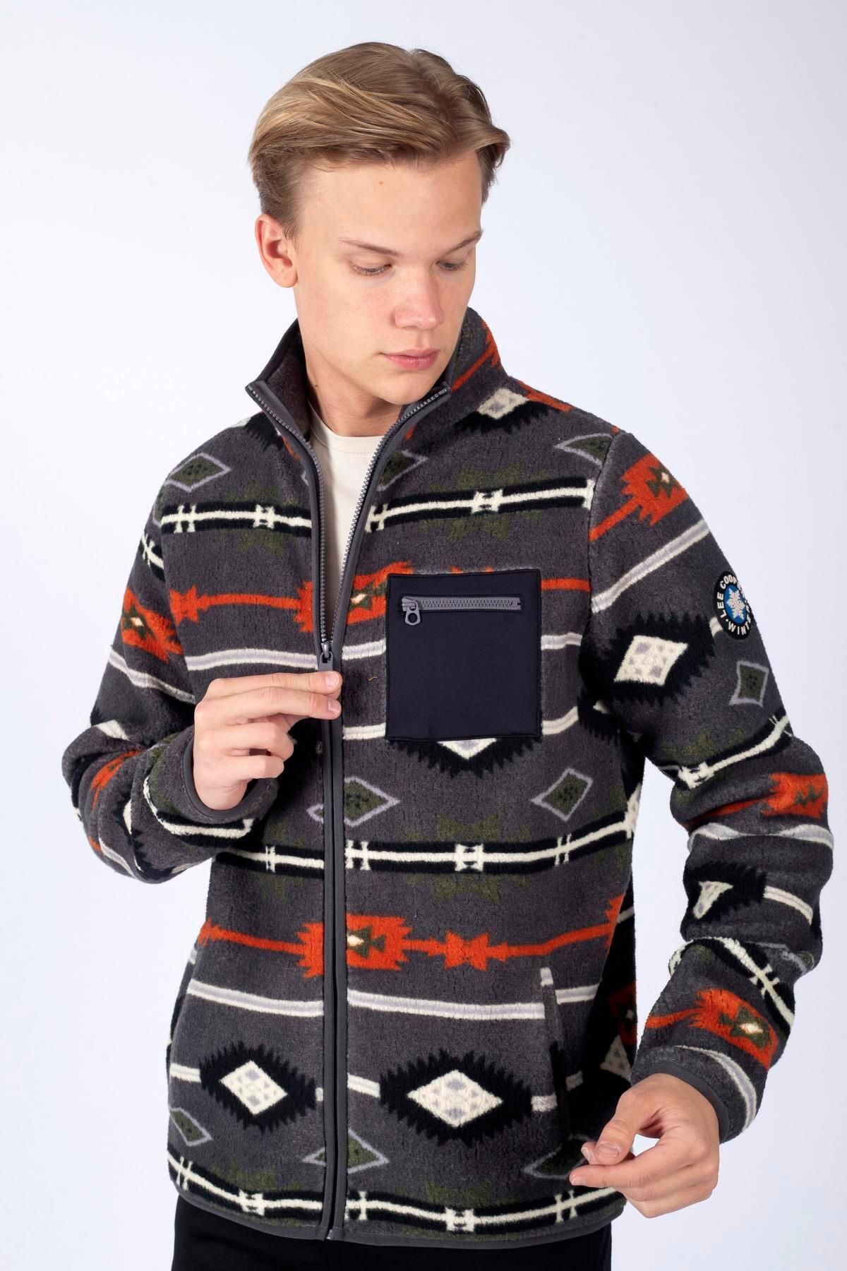 سویشرت خاکستری مردانه نیمی از زیپ Lee Cooper