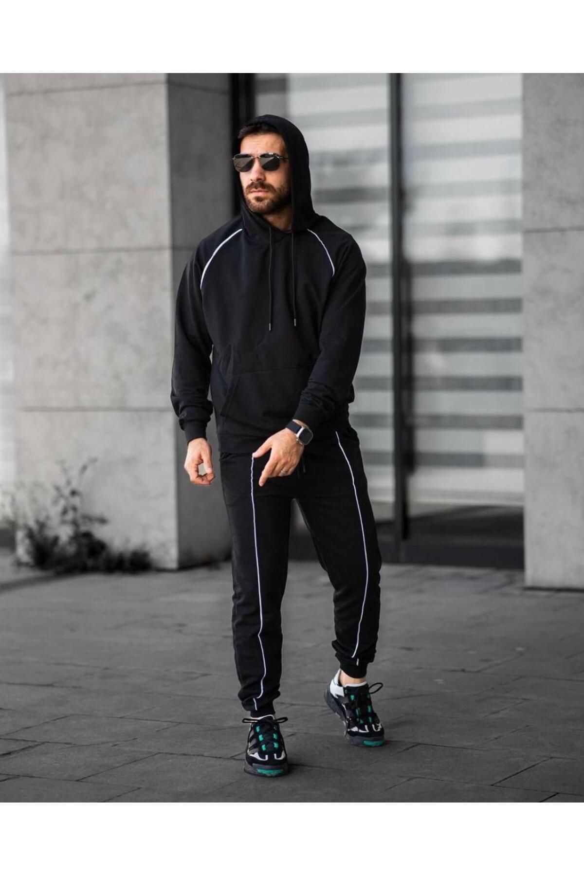 Black shop tracksuit men