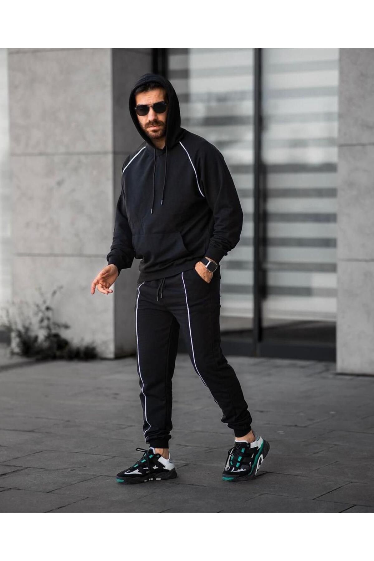 Grey white and black striped sales tracksuit