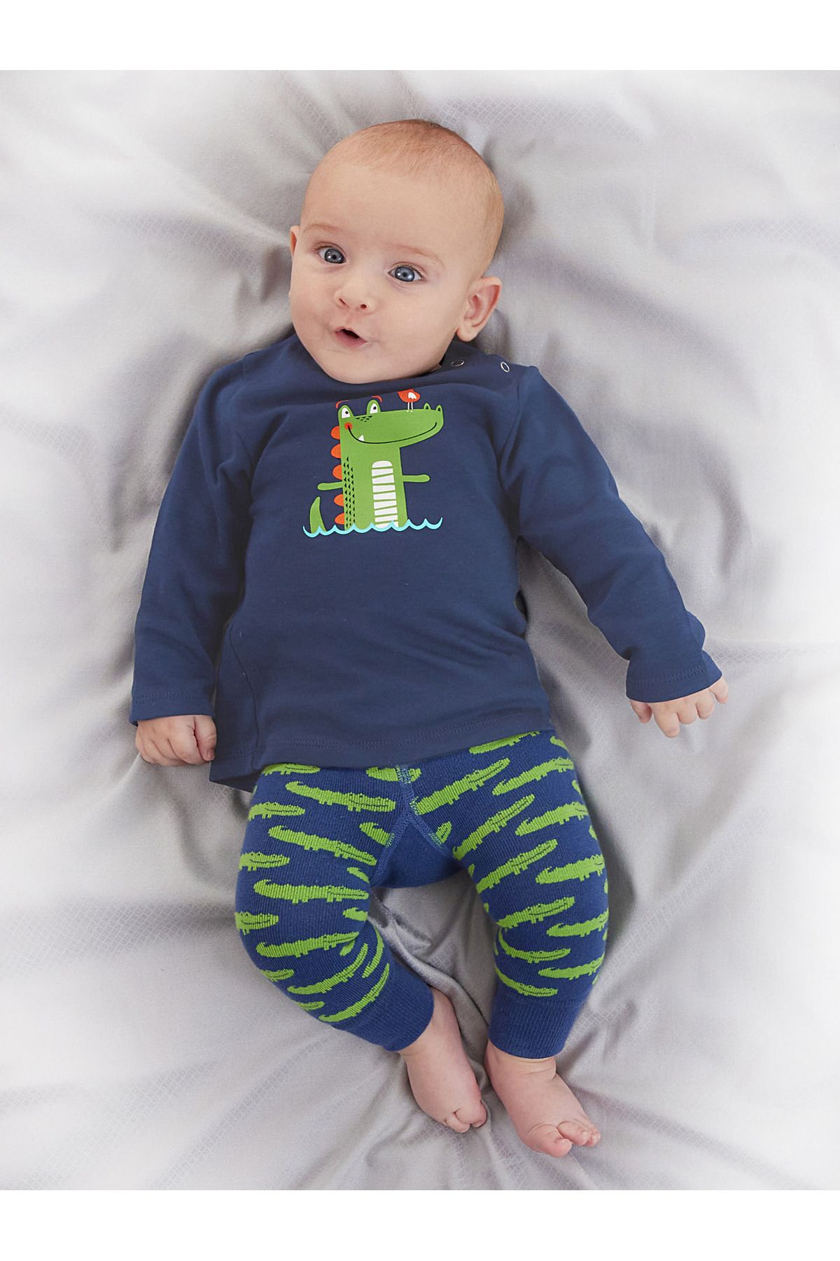 Denokids Crocodile Baby Boy T shirt Tights Pants Set Trendyol