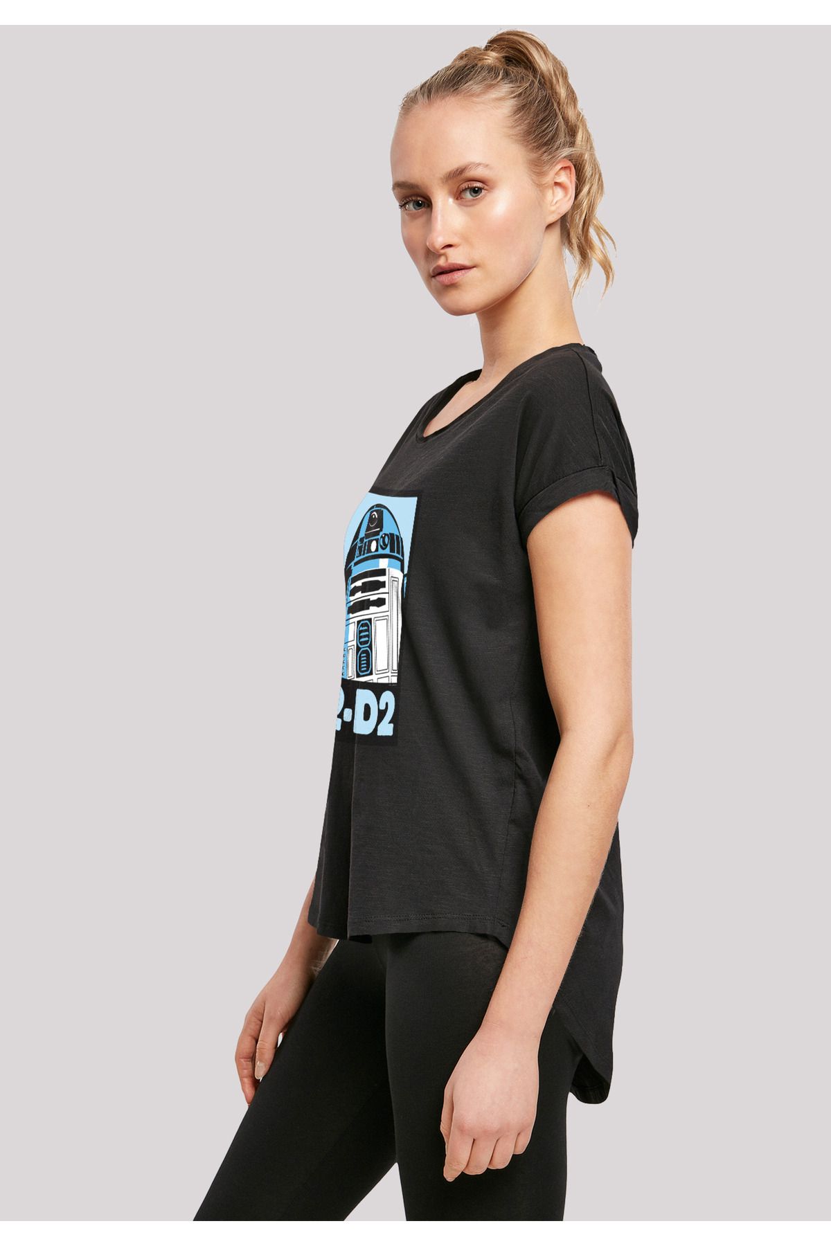 Long Slub T-Shirt R2-D2 F4NT4STIC Trendyol Ladies Wars - mit Star Poster Damen