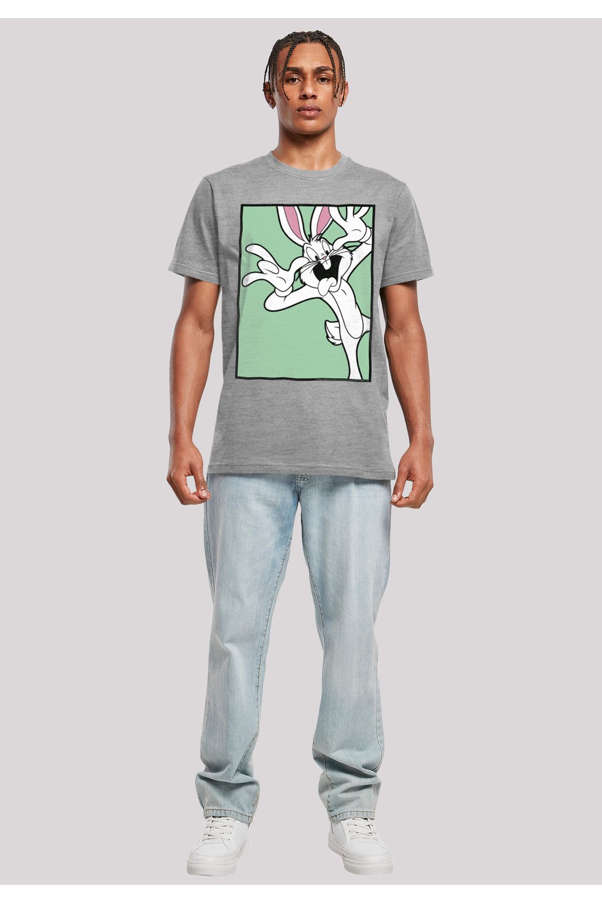 F4NT4STIC Herren Looney Tunes Bunny Funny Rundhalsausschnitt Bugs Face-WHT Trendyol T-Shirt mit 
