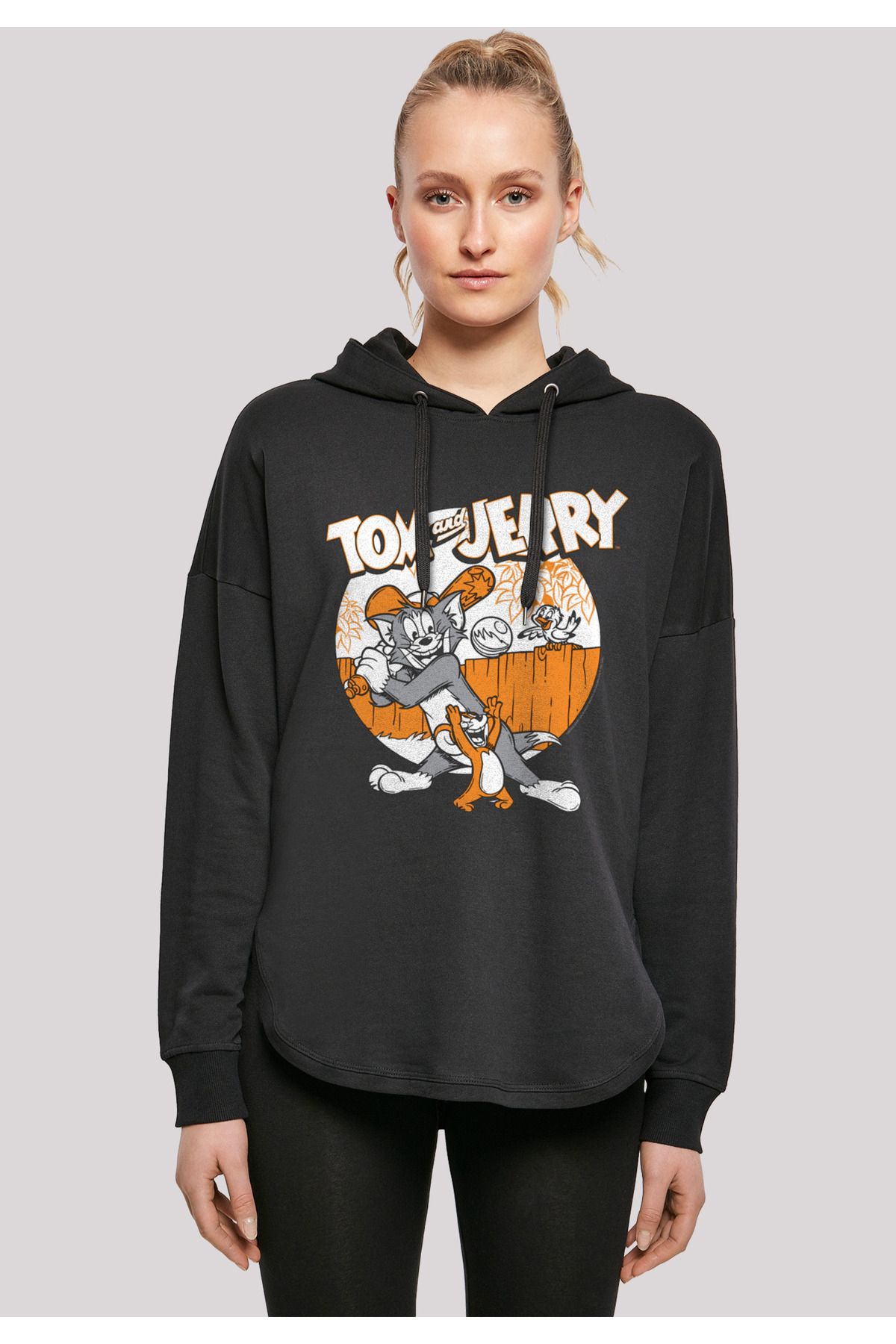 F4NT4STIC-Damen Tom und Jerry spielen Baseball mit übergroßem Damen-Kapuzenpullover 3