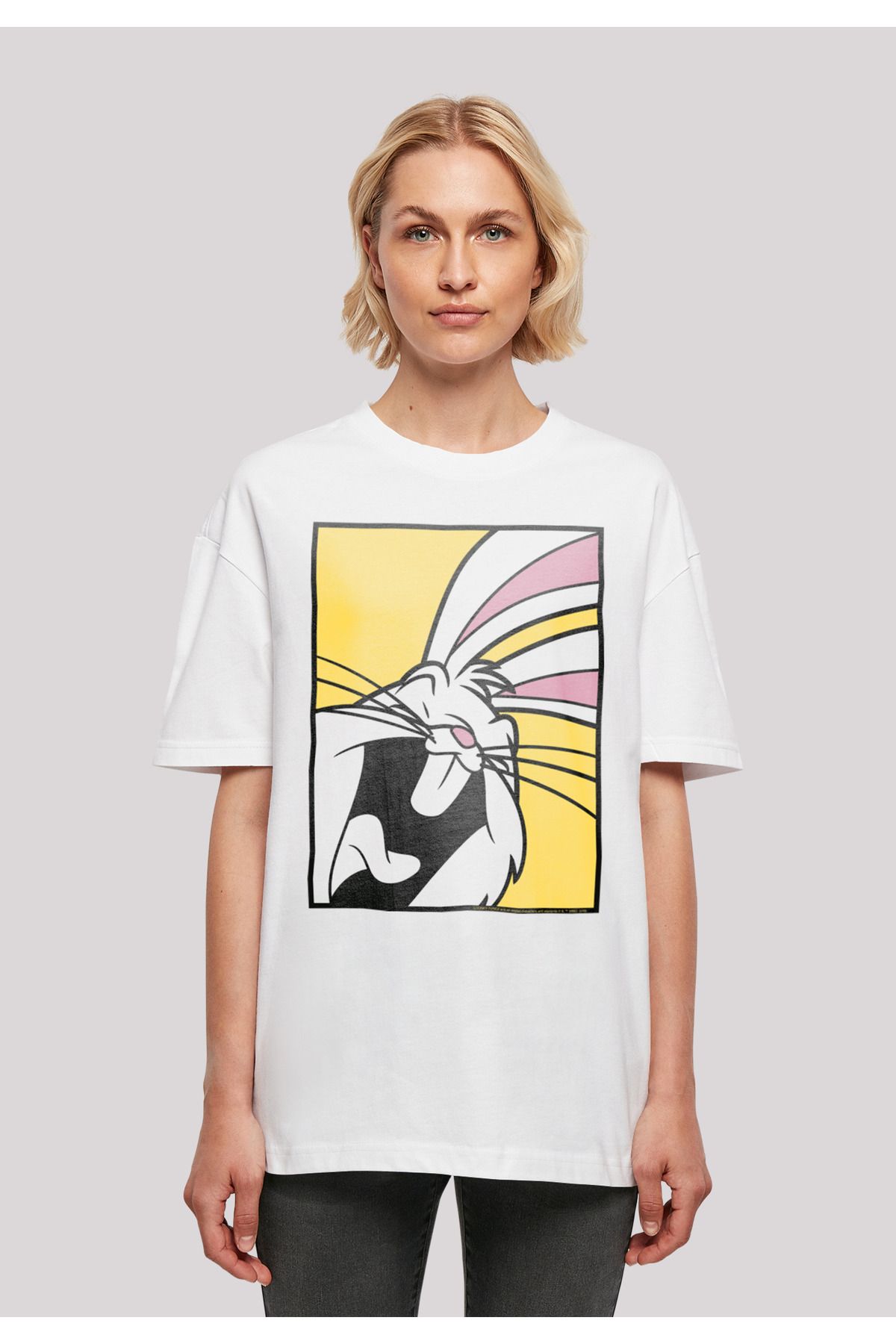 Damen Trendyol Tunes Oversized T-Shirt Laughing Looney Boyfriend - Bugs with Ladies F4NT4STIC Bunny