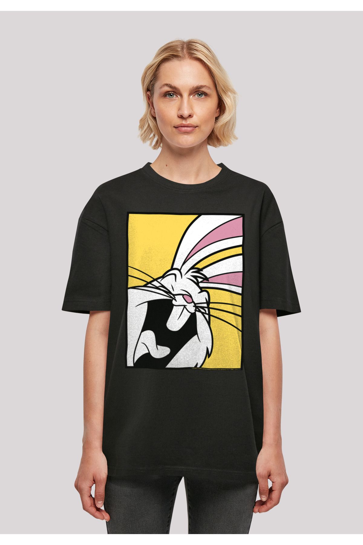 F4NT4STIC Damen Looney Tunes Bugs Oversized Ladies with - Trendyol Boyfriend Bunny Laughing T-Shirt