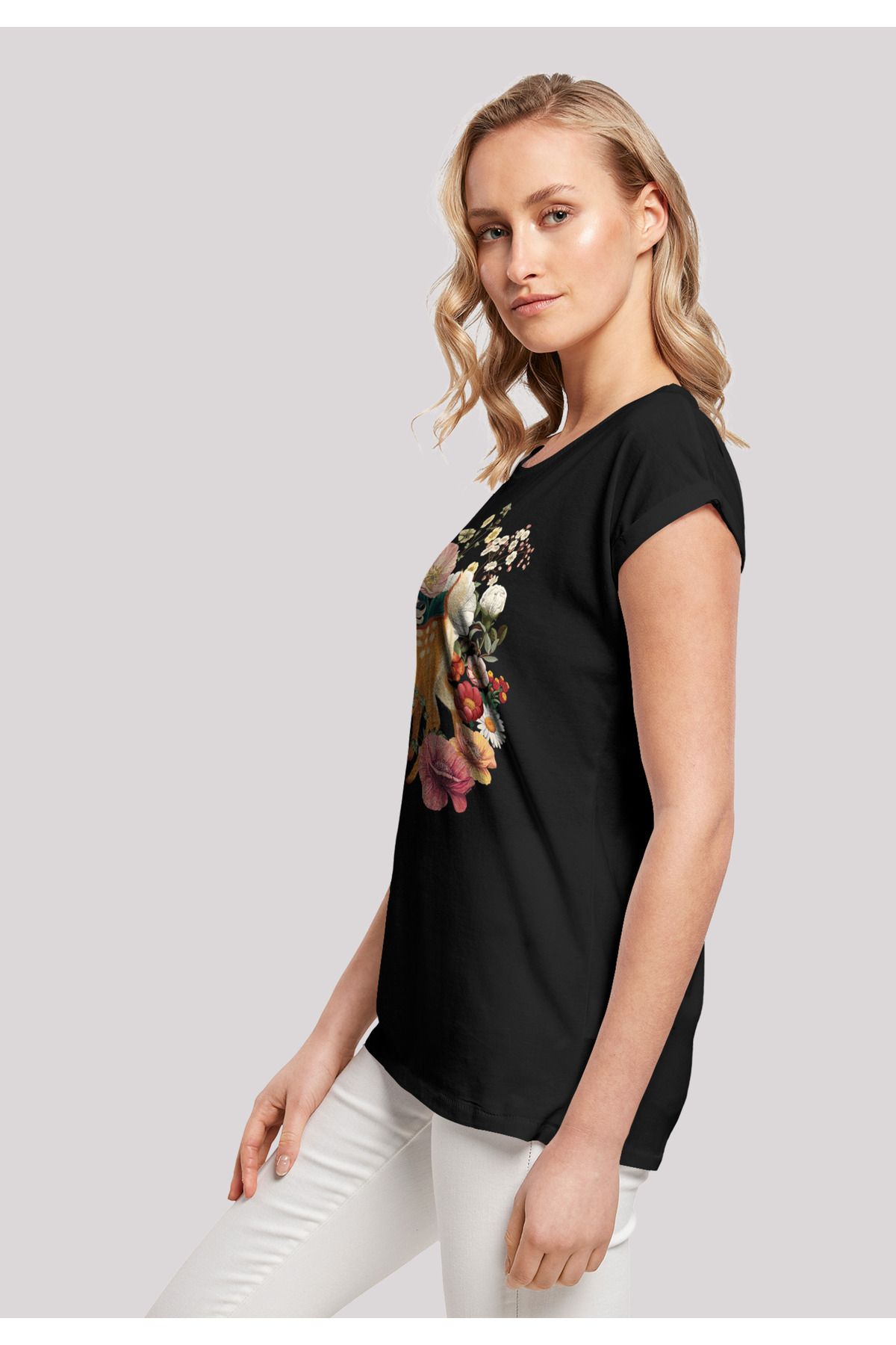 Bambi Schulter mit Damen verlängerter Trendyol Damen-T-Shirt Disney mit Meadow F4NT4STIC -