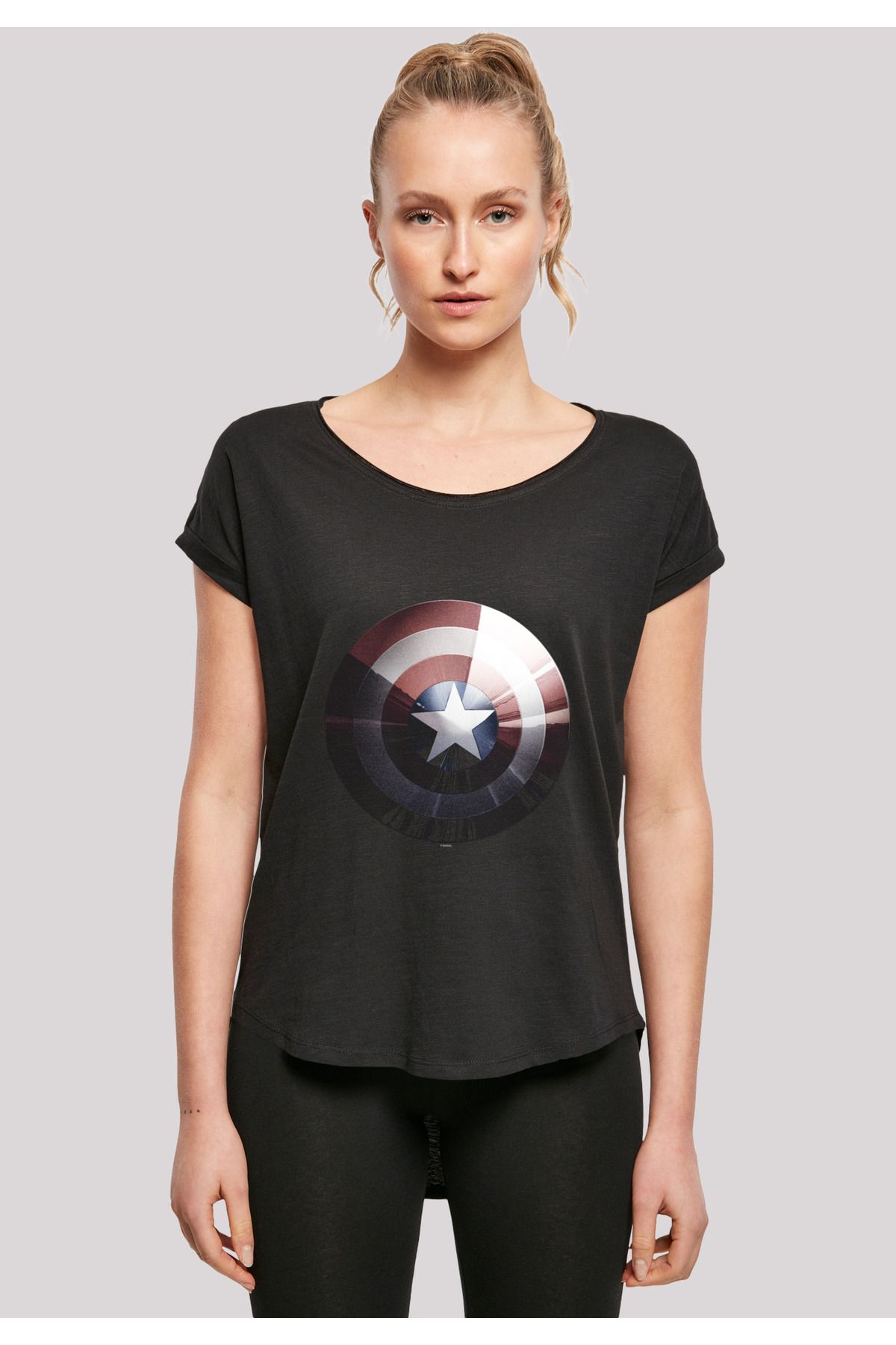 F4NT4STIC Damen Marvel Captain America Shield Shiny BLK mit