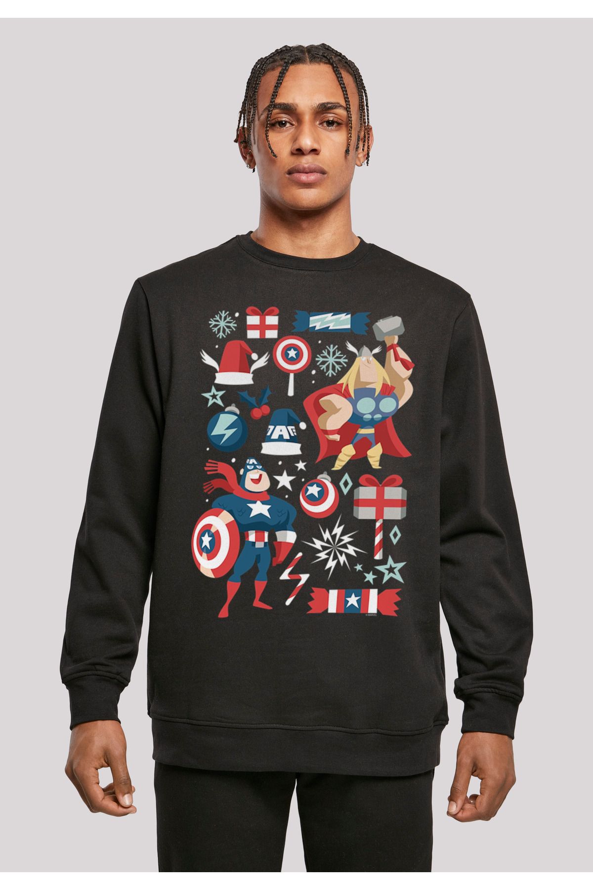 F4NT4STIC Herren Marvel Universe Thor und Captain America Christmas Day mit  Basic Crewneck - Trendyol