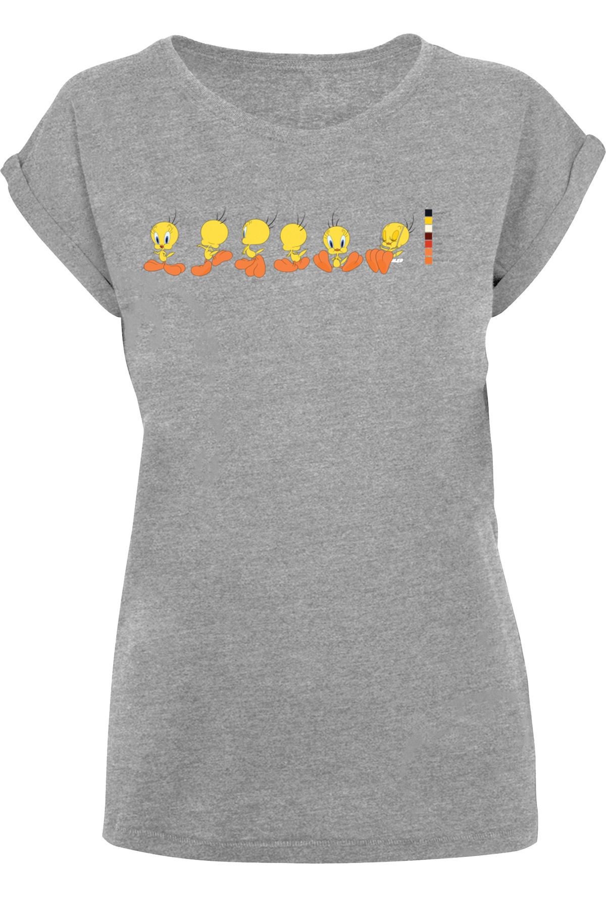 F4NT4STIC Damen Looney Tunes - verlängerter Damen-T-Shirt mit Schulterpartie Pie Trendyol mit Tweety Farbcode-WHT