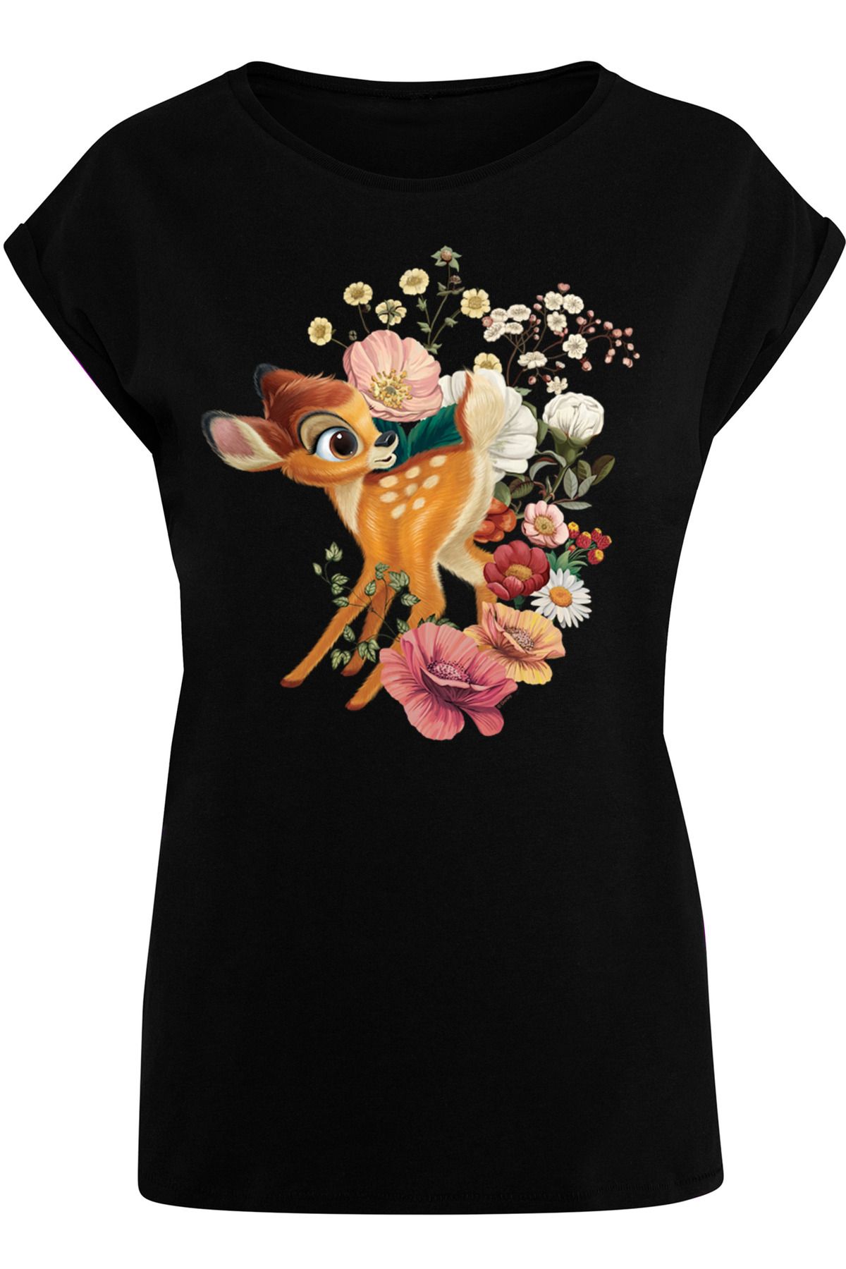 F4NT4STIC Damen Disney Bambi Schulter - Meadow Damen-T-Shirt mit mit verlängerter Trendyol