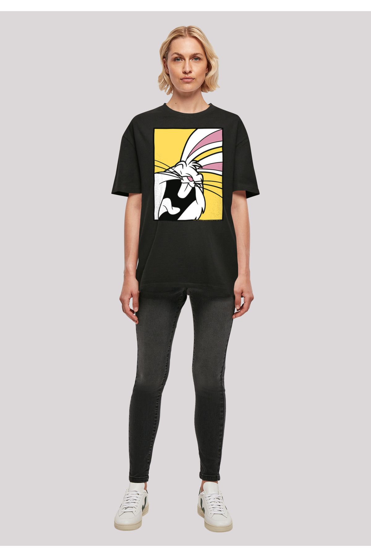 Trendyol Oversized Boyfriend with Tunes Laughing Bugs Looney - T-Shirt Damen Bunny Ladies F4NT4STIC