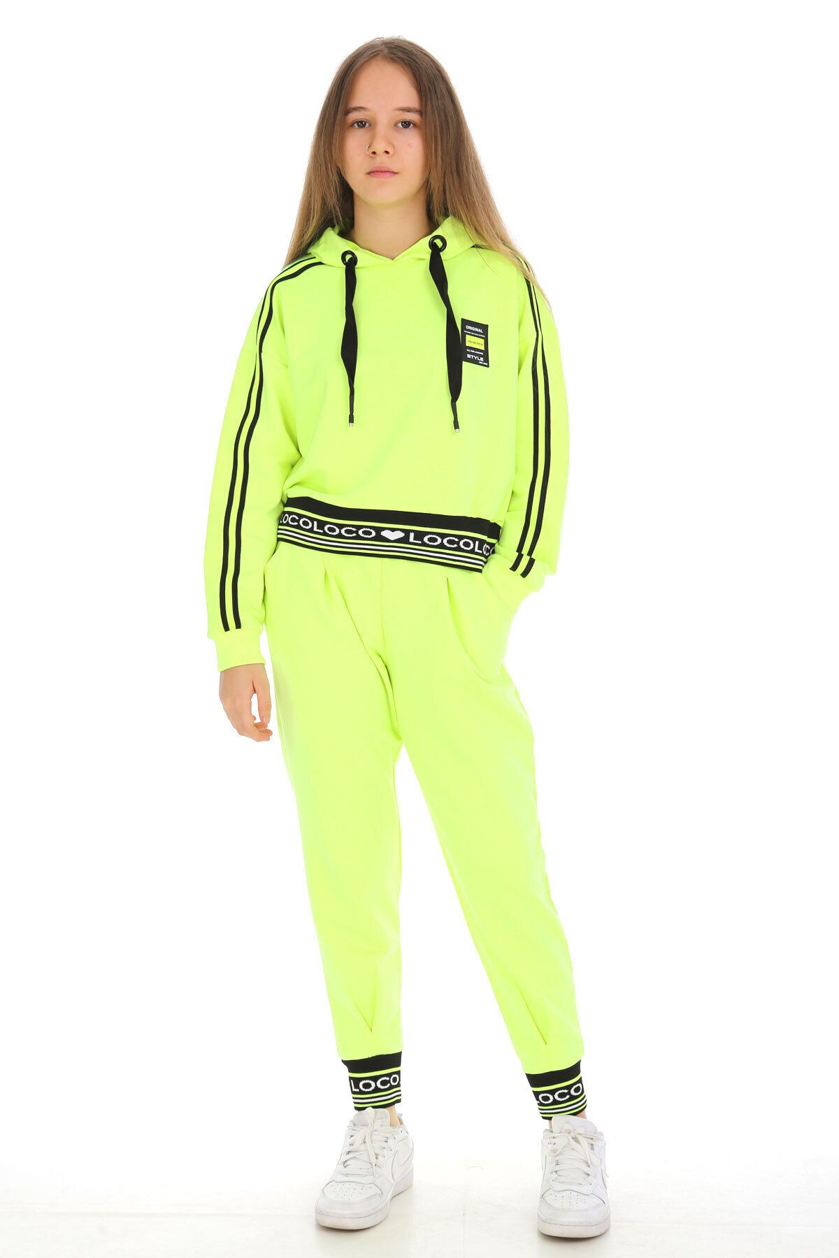 Cans n Mini Girl s Ribbed Hooded Style Tracksuit Set 15029 Trendyol