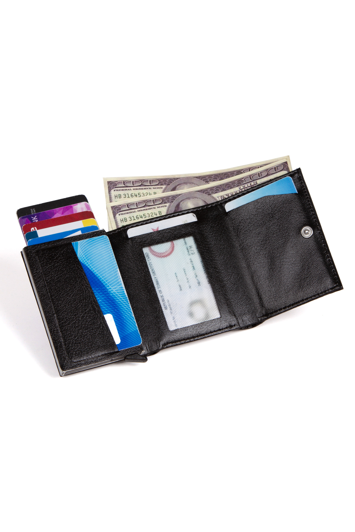 Newish  Erkek Siyah Vegan Deri Suya Dayanıklı Elegan Portföy Rfıd Korunmalı Cüzdan Ve Kartlık - Görsel 8