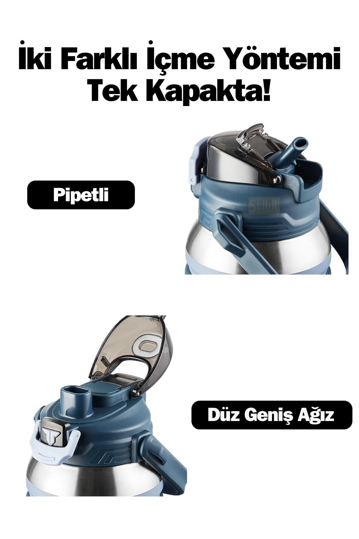 فلاسک آبی مجموعه TKK جدید Mega Boy 1500ml pipetli Vagonlife