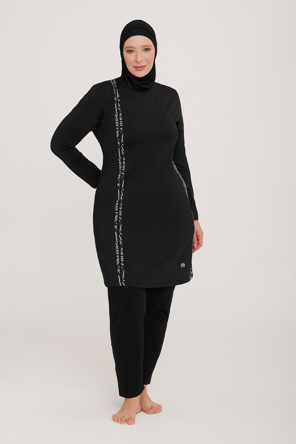 Remsa Mayo Großer Vollständig Bedeckter Hijab-badeanzug Aus Lycra Nang 3 8108 Schwarzer Remsa-badeanzug für Damen - 3XL
