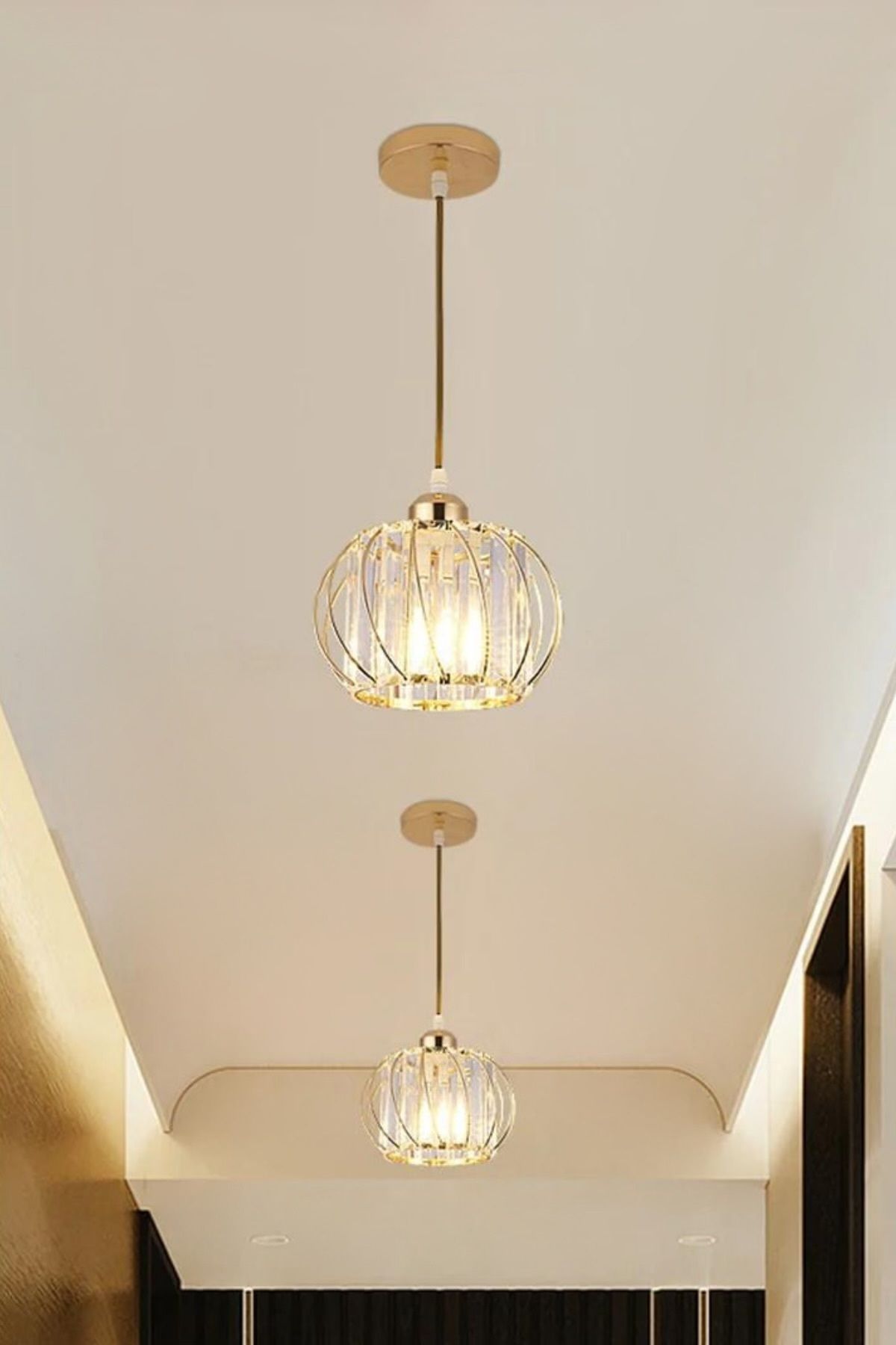 İNCE KRİSTAL-Modern Loop Model Crystal Stone Single Pendant Chandelier 2