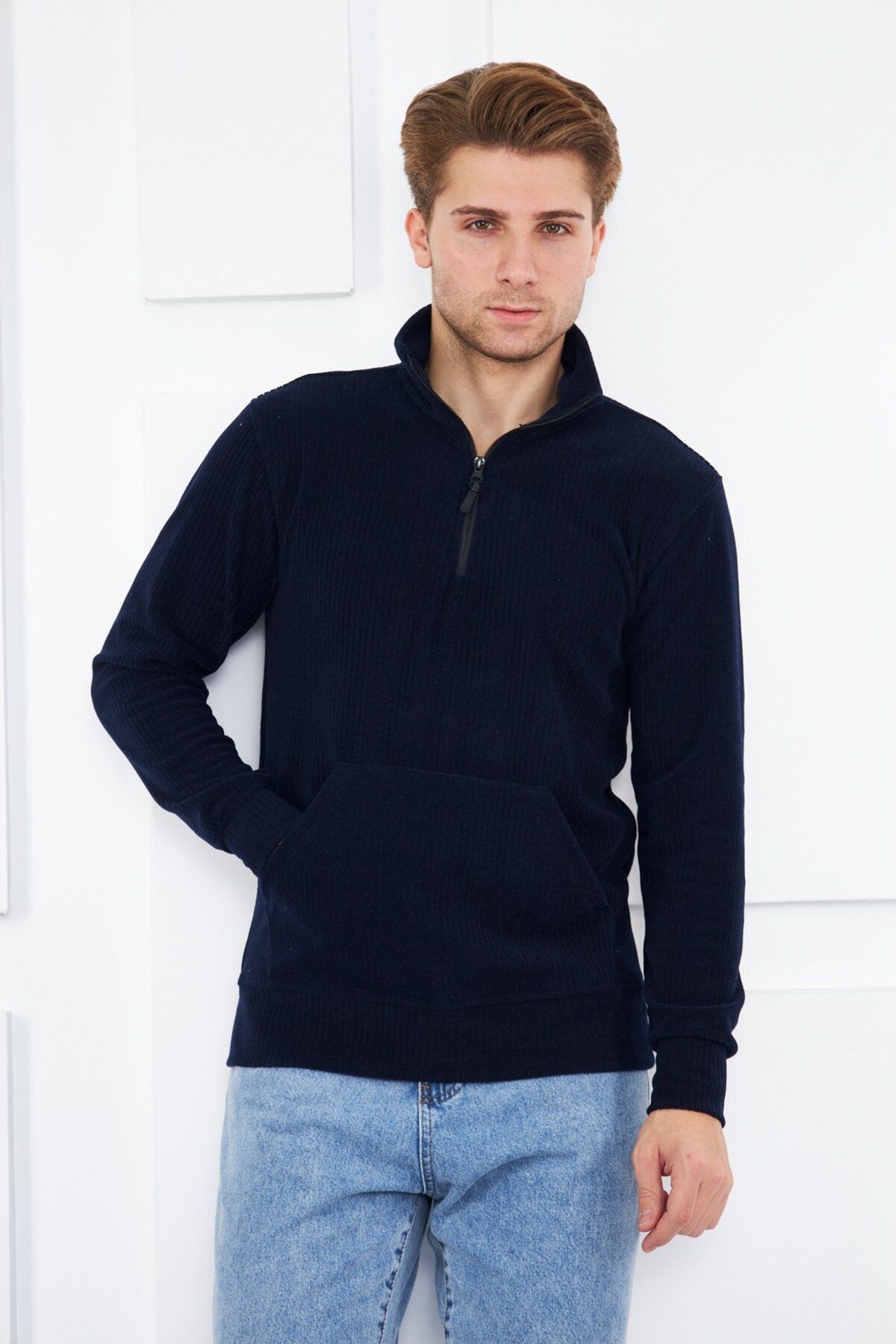 Mens hot sale ribbed sweatshirt