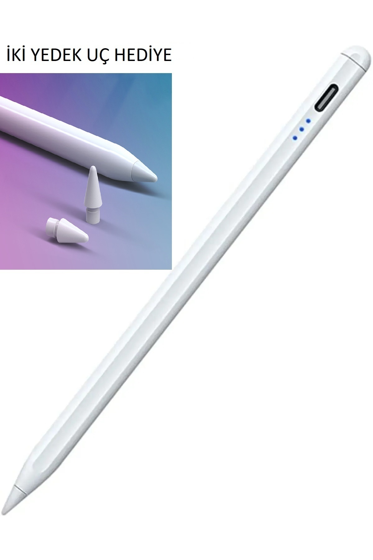 Tüm Cihazlar Ile Uyumlu Stylus Hassas Yazı Çizim Kalemi 2 Yedek Uç Hediye