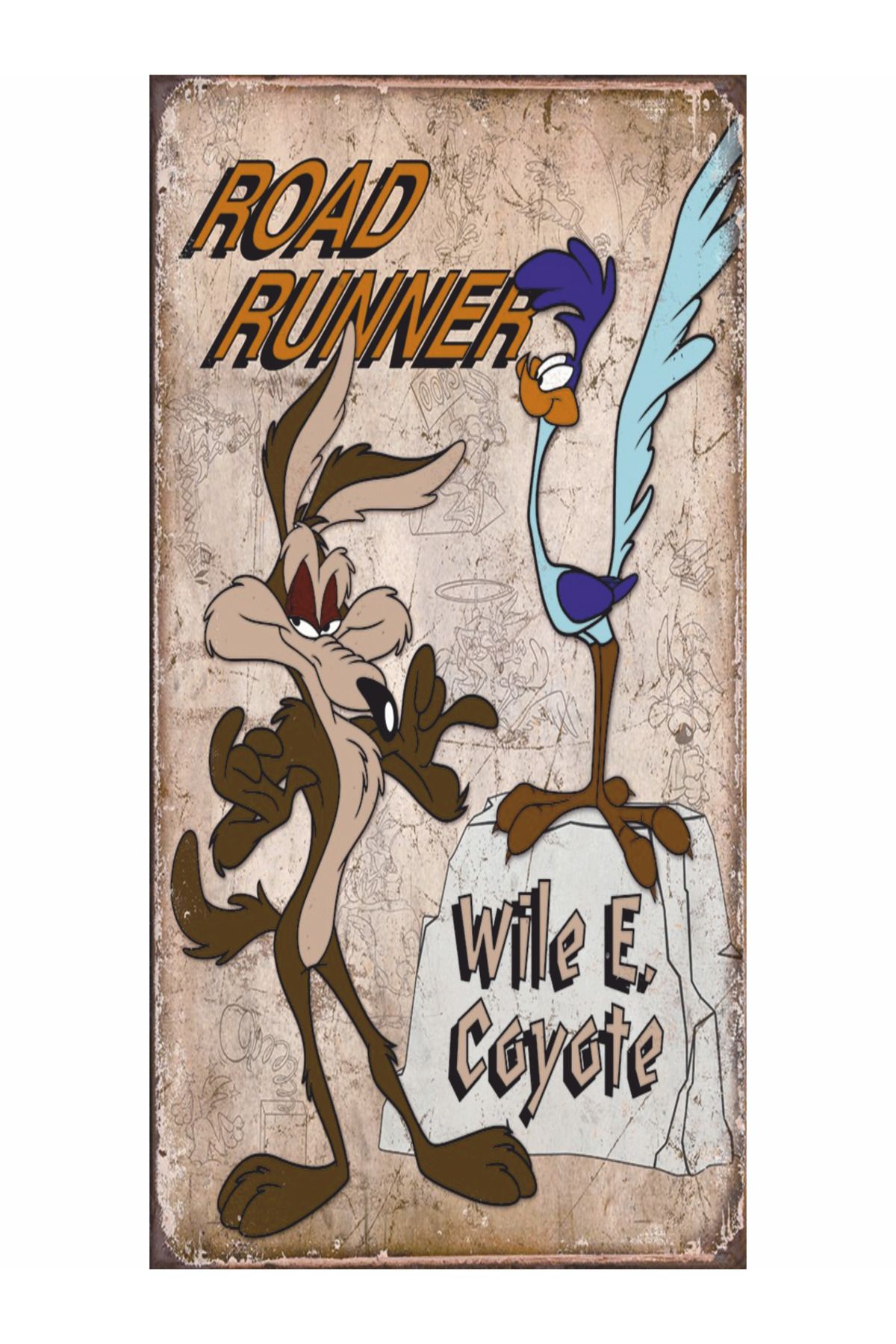 Hayat Poster road runner çocuk çizgi film çocuk odası mini retro ahşap ...