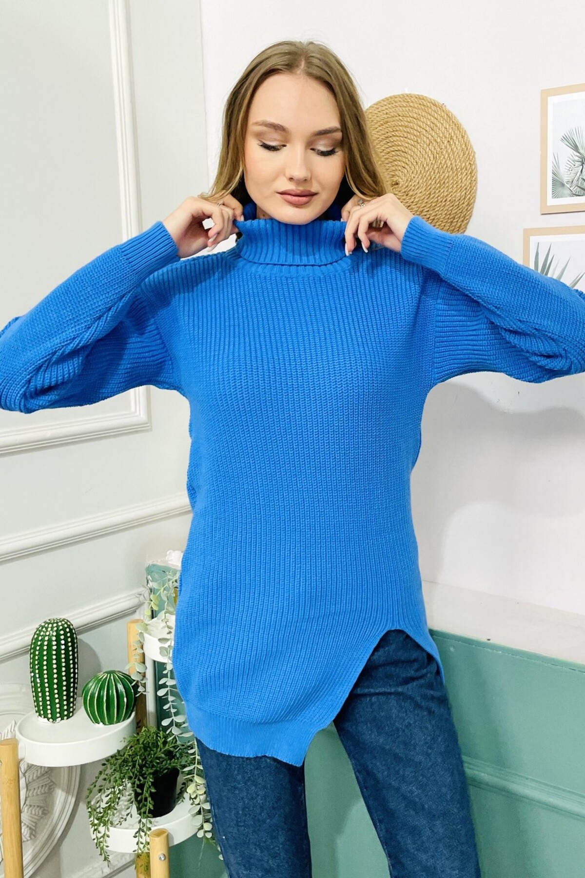 turkuaz hint boğazlı yaka