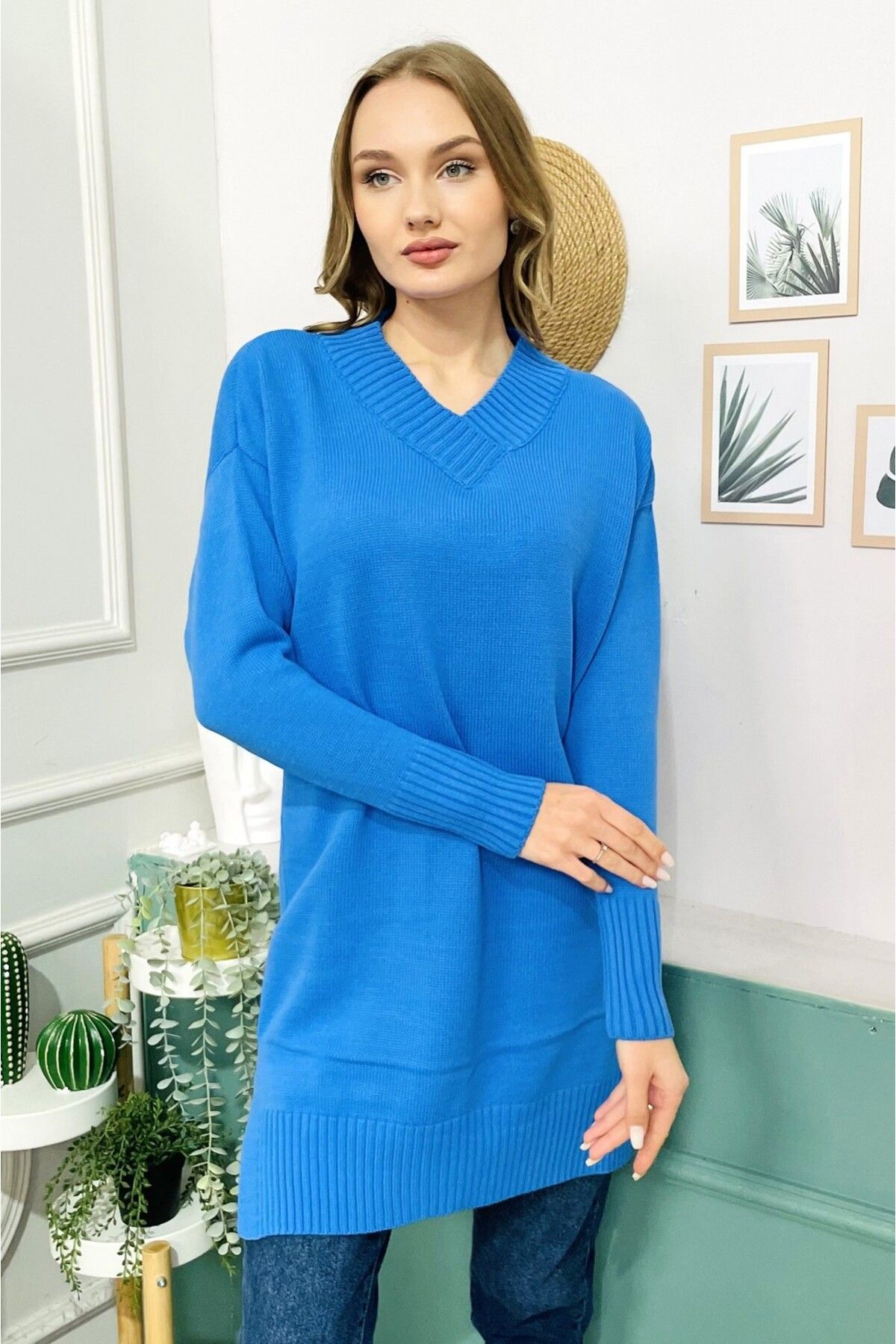 Royal blue discount tunic sweater