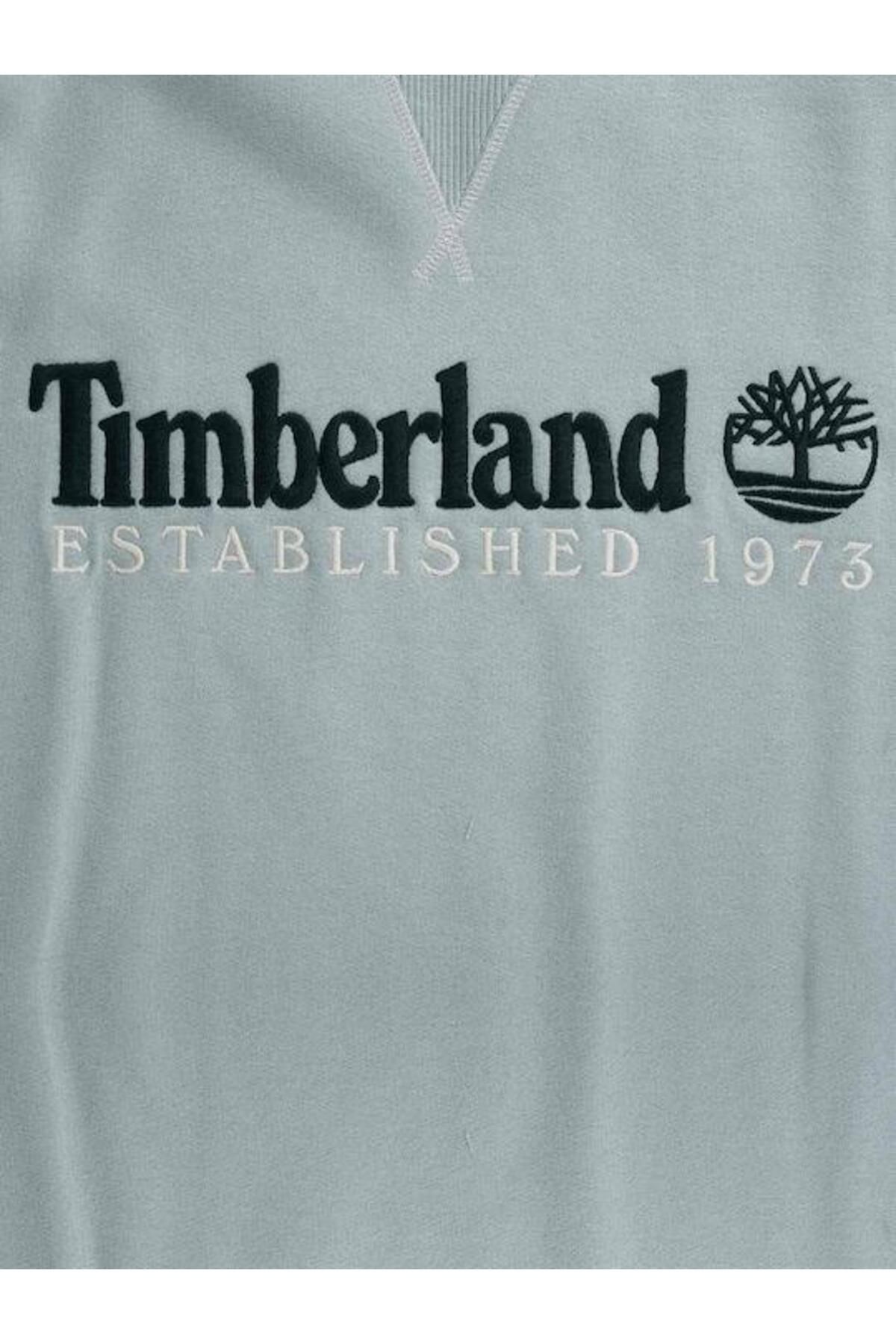 Timberland Established 1973 EMBROIDERY LOGO BRUSH BACK CREW NECKGri Erkek Giyim