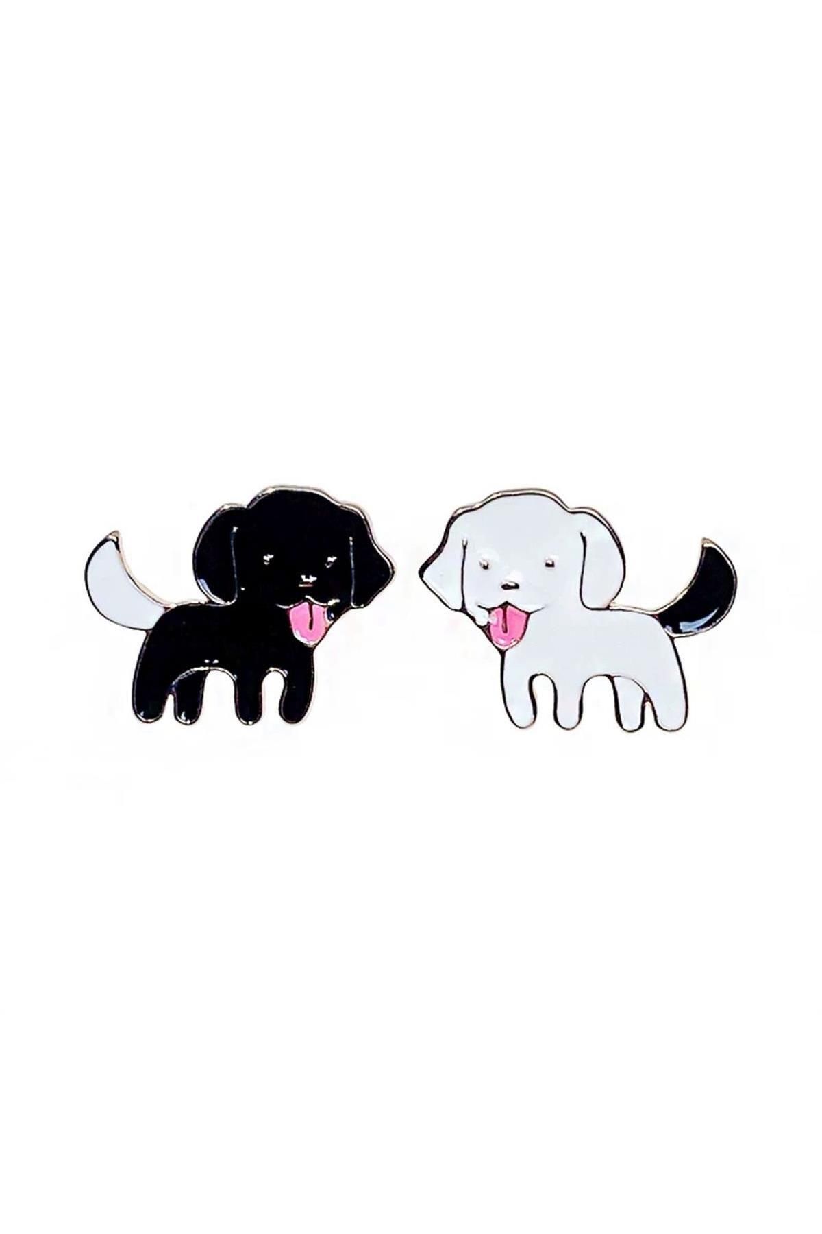 Pelin Aksesuar Black White Dog Earrings Trendyol