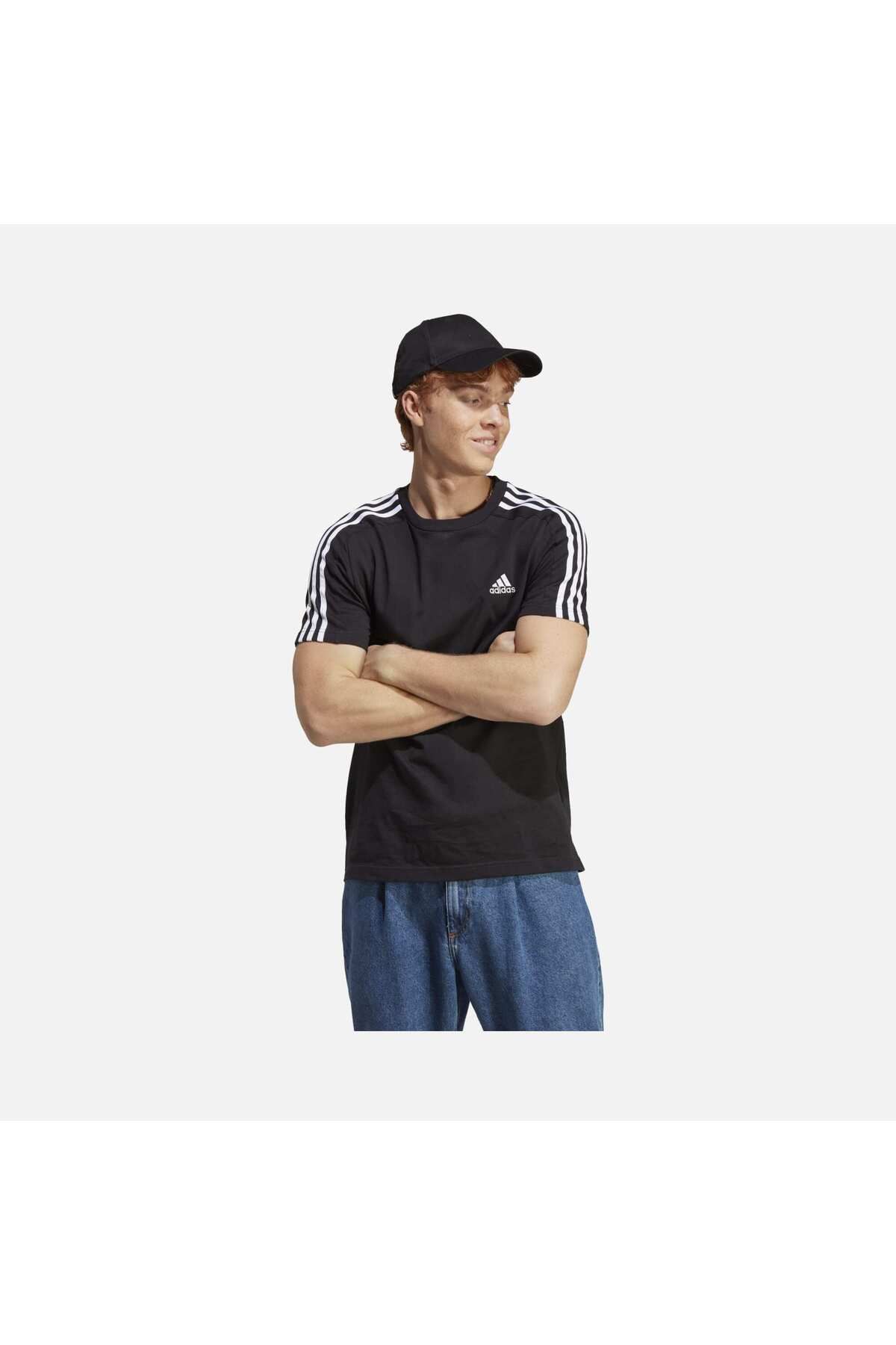 Adidas essentials 3 top stripe t shirt