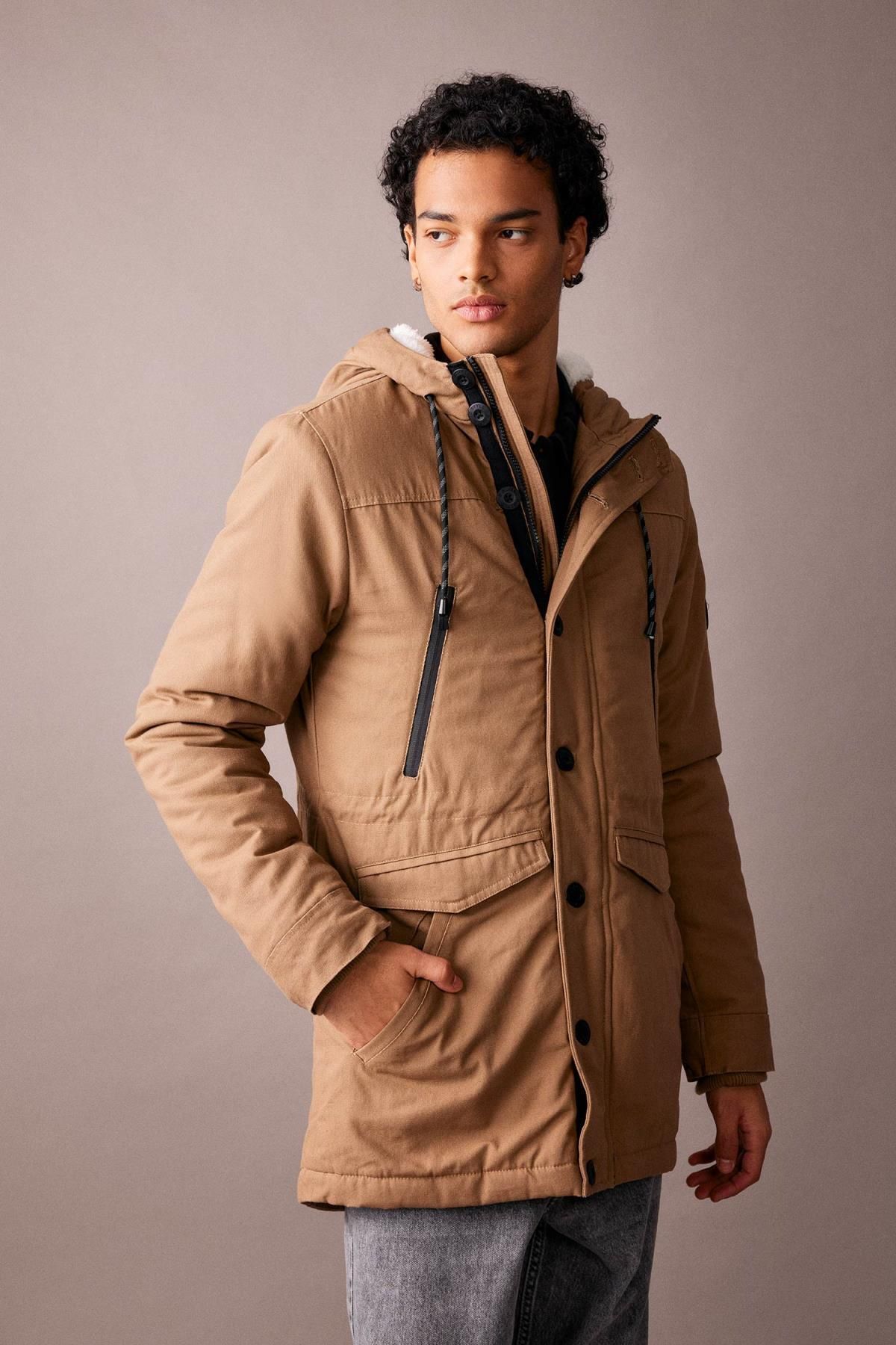 Slim fit parka on sale mens