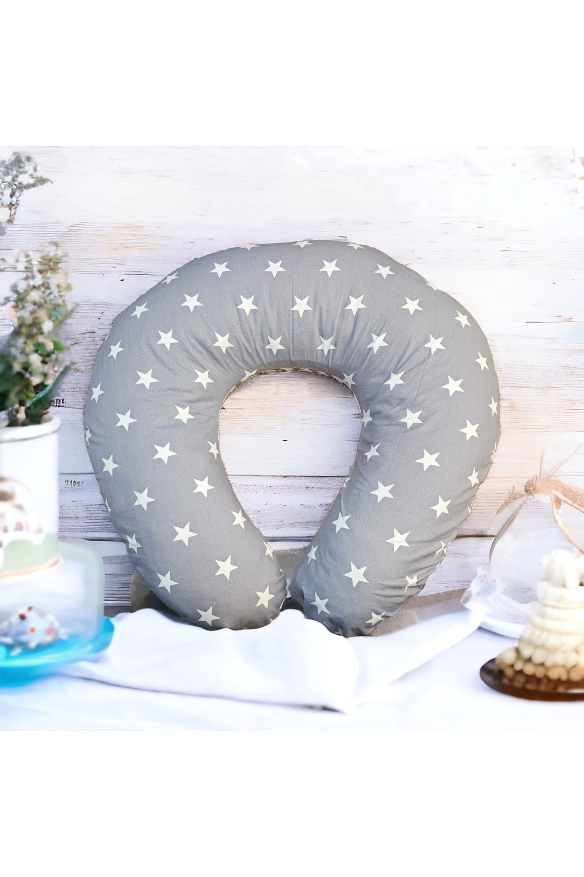 BeybiNest Gri Yıldızlar Emzirme Ve Destek Yastığı %100 Organik Pamuklu fotoğrafı 3 (önizleme)