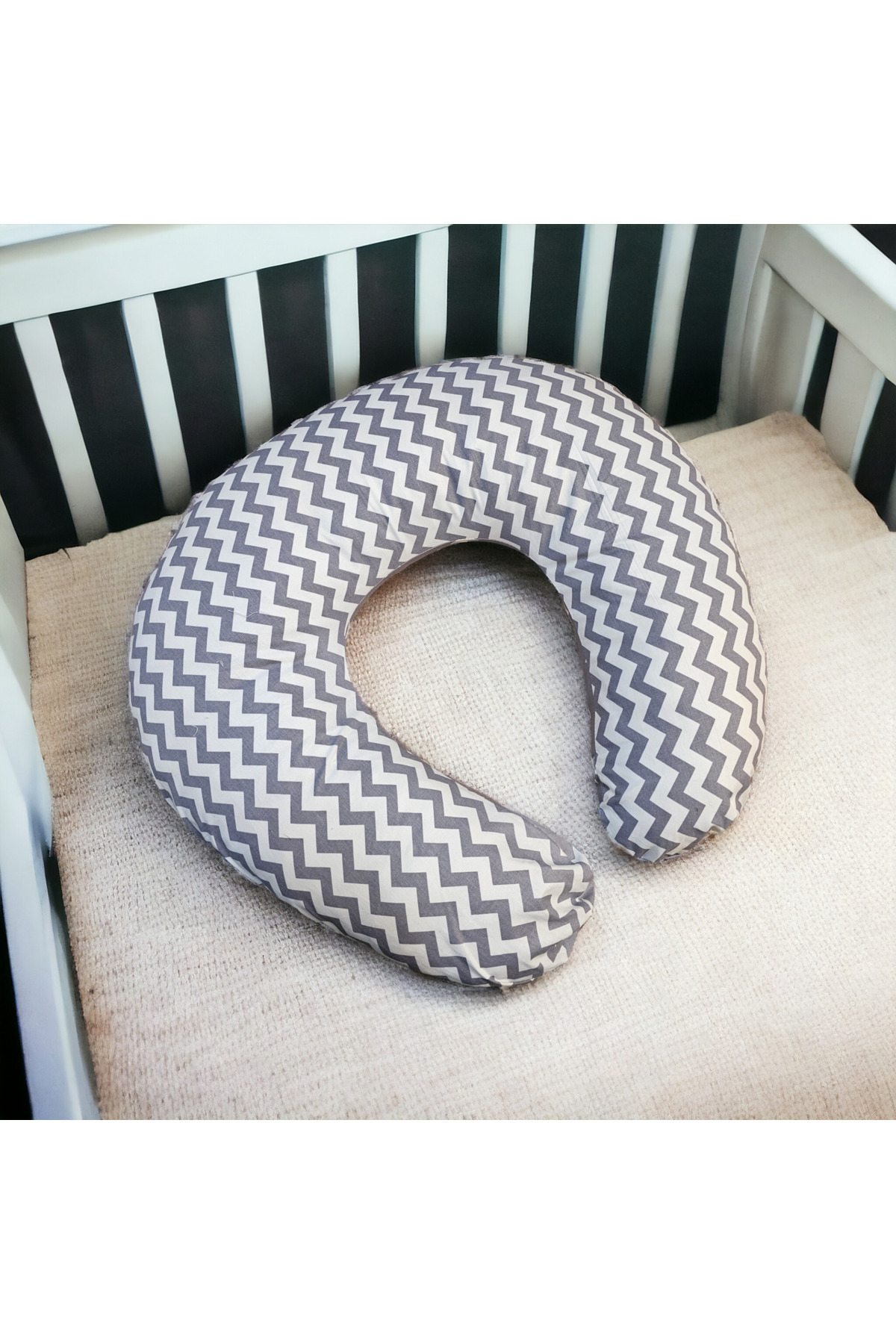 BeybiNest Gri Yıldızlar Emzirme Ve Destek Yastığı %100 Organik Pamuklu fotoğrafı 2 (önizleme)