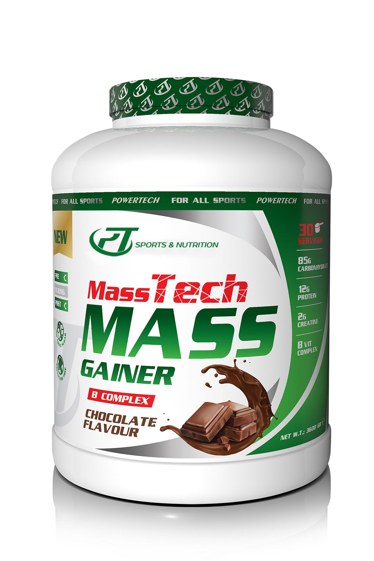 PT SPORTS&NUTRITION Mass Tech Mass Gainer 3600 Gr Çikolata Aromalı Karbonhidrat Tozu