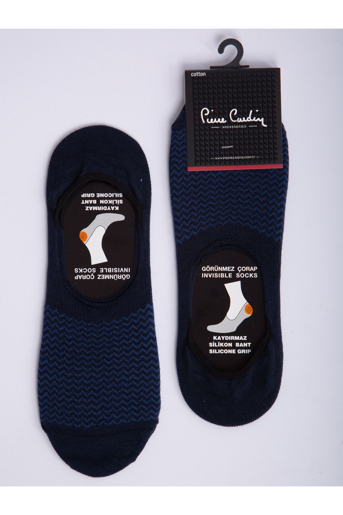 Pierre Cardin پنبه کاردین Piere 6-Navy Slip Slicon Band Uisex Balet Socks PC-403