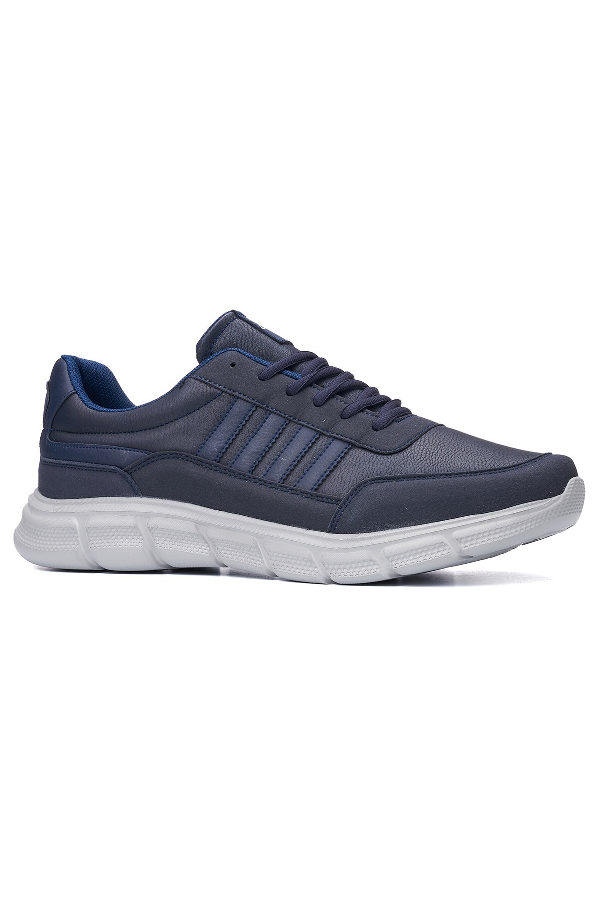 Casual Men Adult Navy Blue Sneaker Sports Shoes Lace-Up Large Size Comfortable Flexible 050c