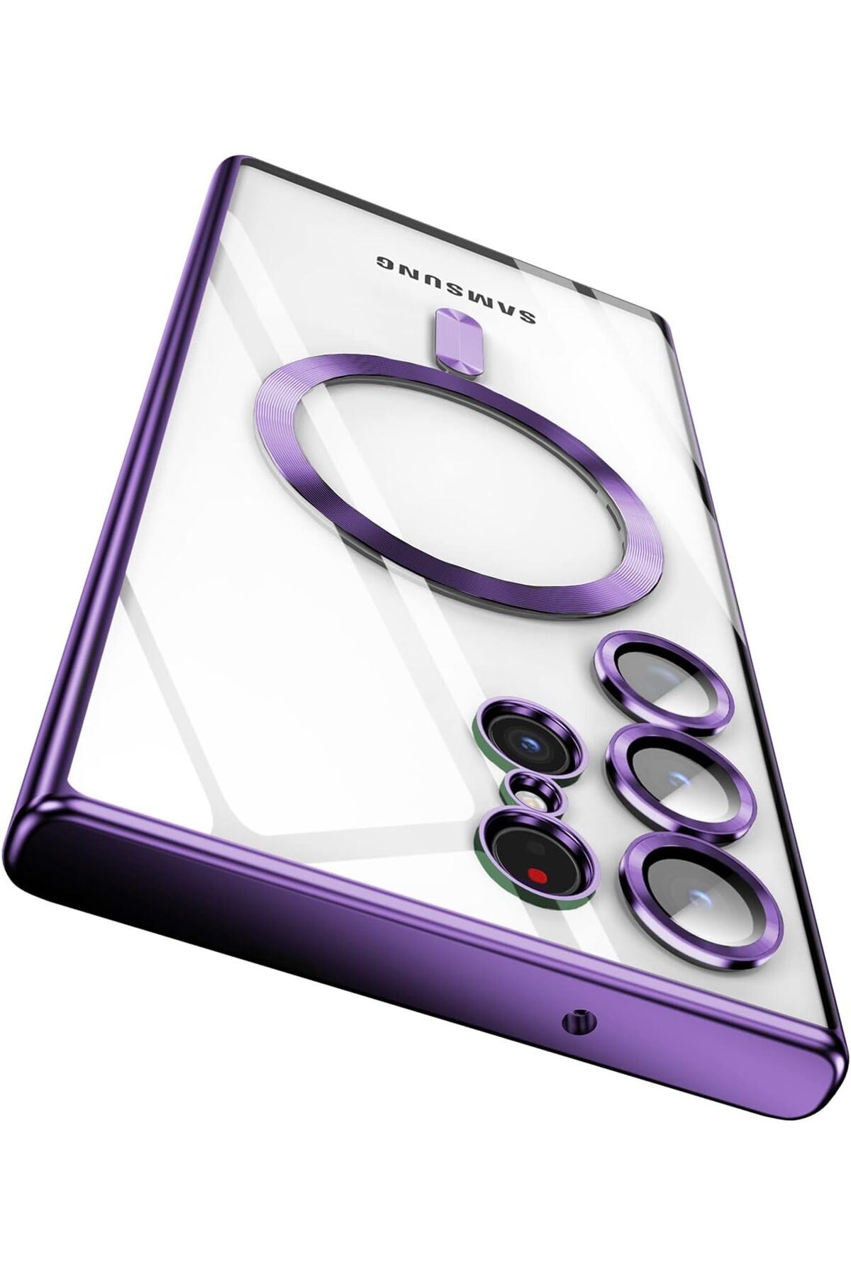 Samsung Galaxy S24 Ultra Compatible Case 3D Camera Lens Protected Magsafe Edge Color Transparent Cover