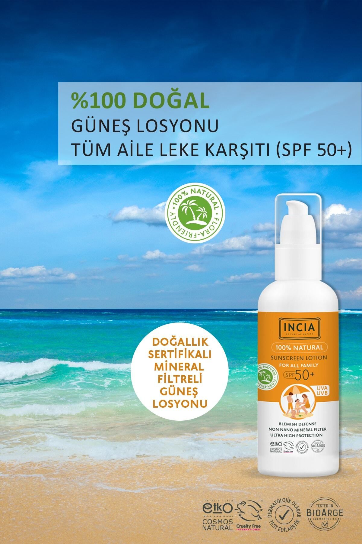 لوسیون آفتابی 100% طبیعی و ارگانیک روغن تامانو با فیلتر معدنی +50 SPF برای کل خانواده 100 میلی لیتر INCIA