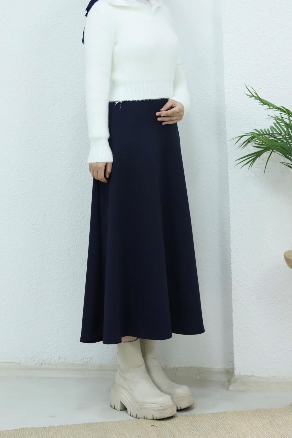 دامن آبی زنانه حجاب پهن پارچه ای lurex moda