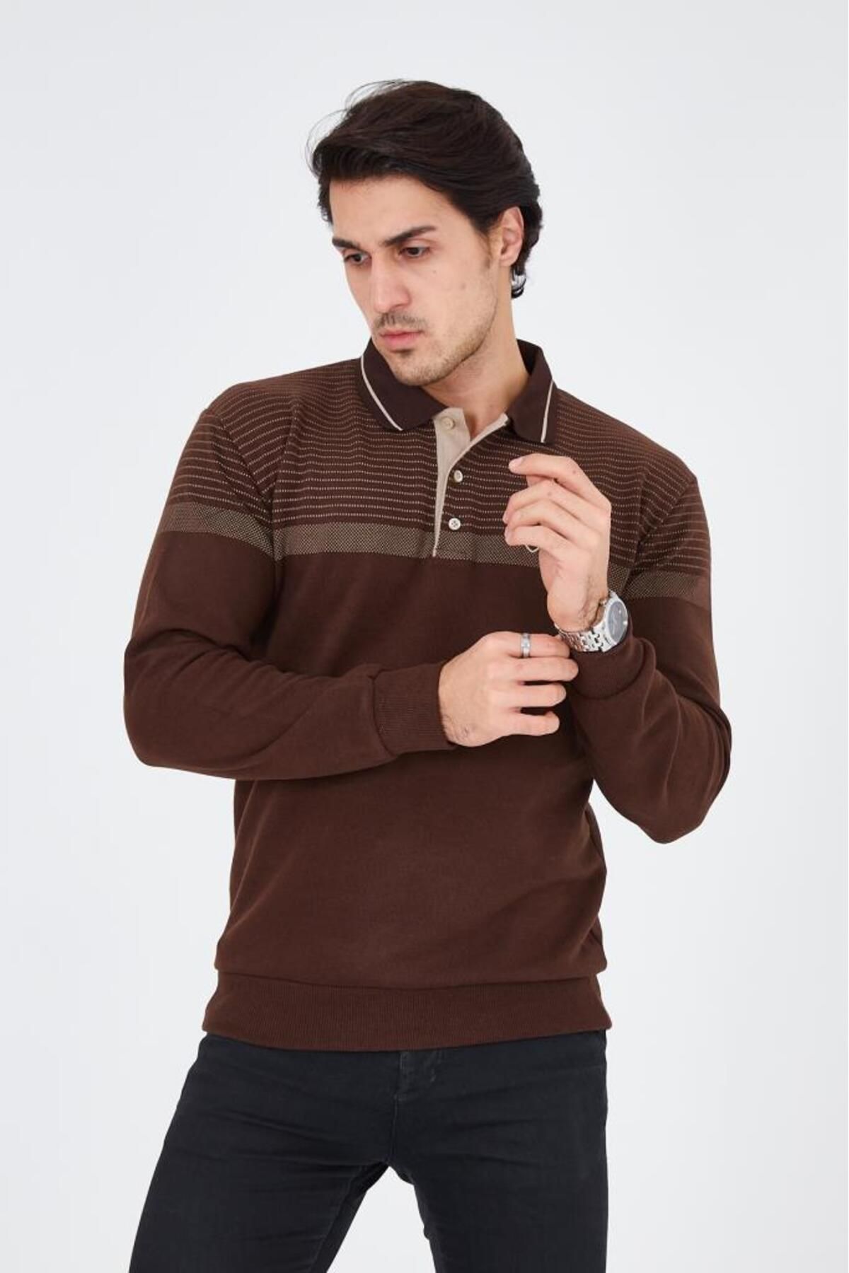 Rey Polo-1252 POLO NECK PRINTED SELANIC SWEATER 7