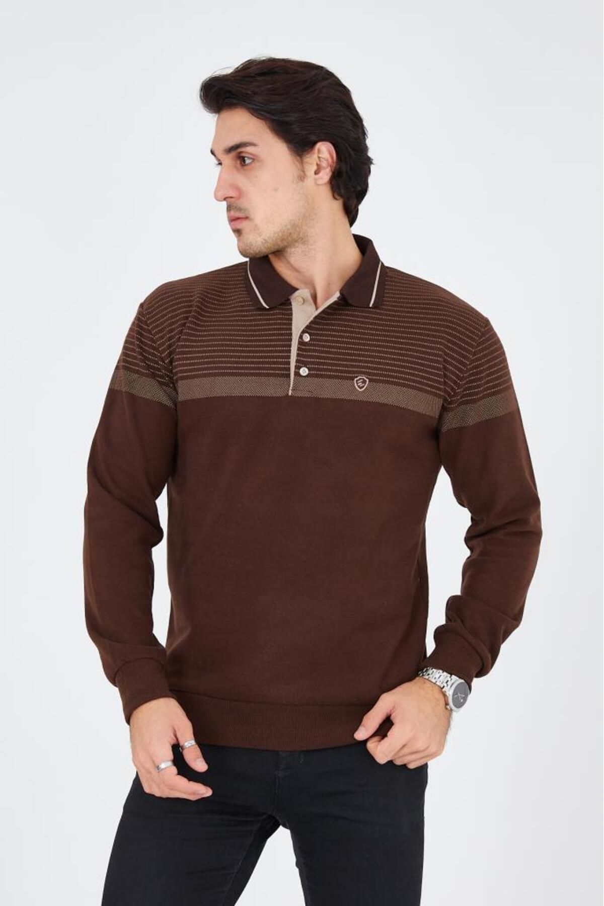 Rey Polo-1252 POLO NECK PRINTED SELANIC SWEATER 3