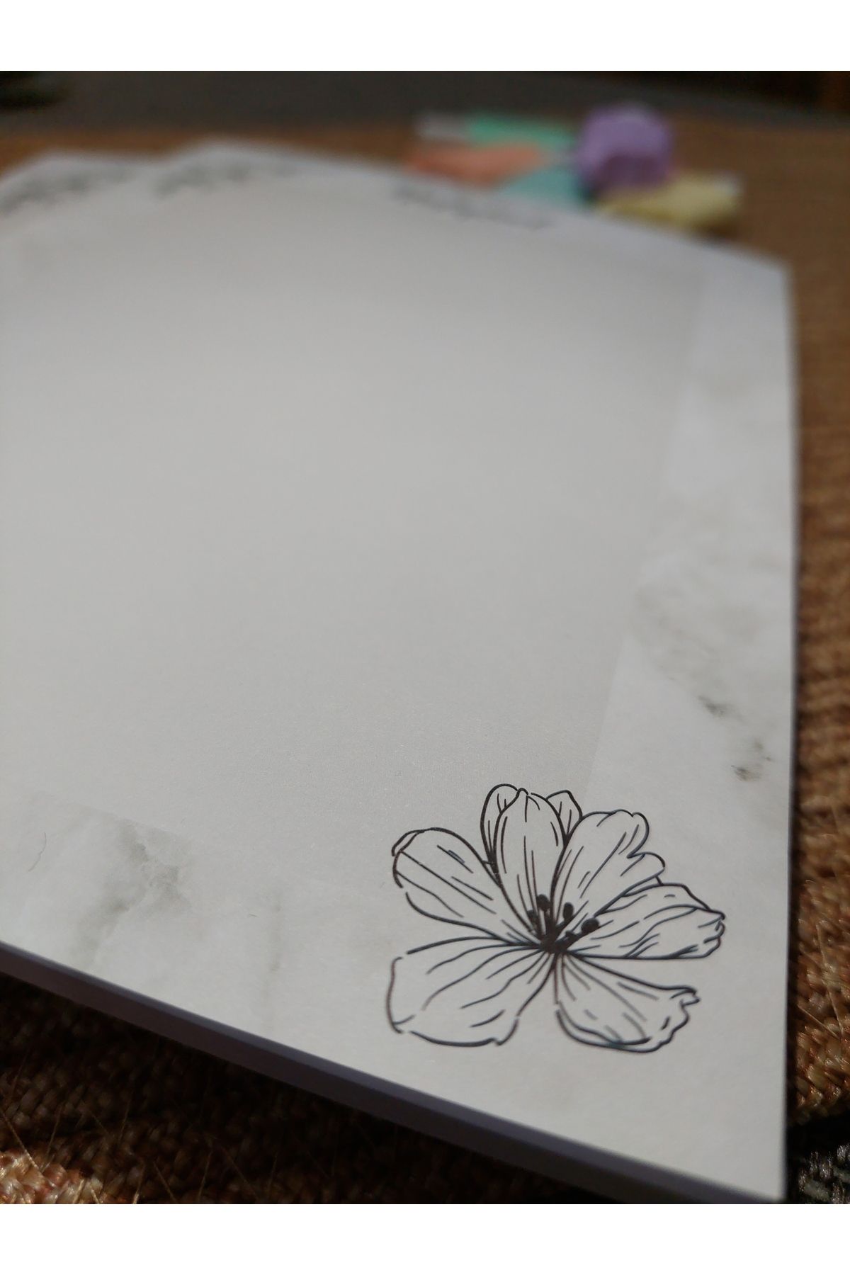 Milyoncu Sepeti-Marble and Flower Pattern Unlined Notebook-Notepad-Memo Pad A5 3