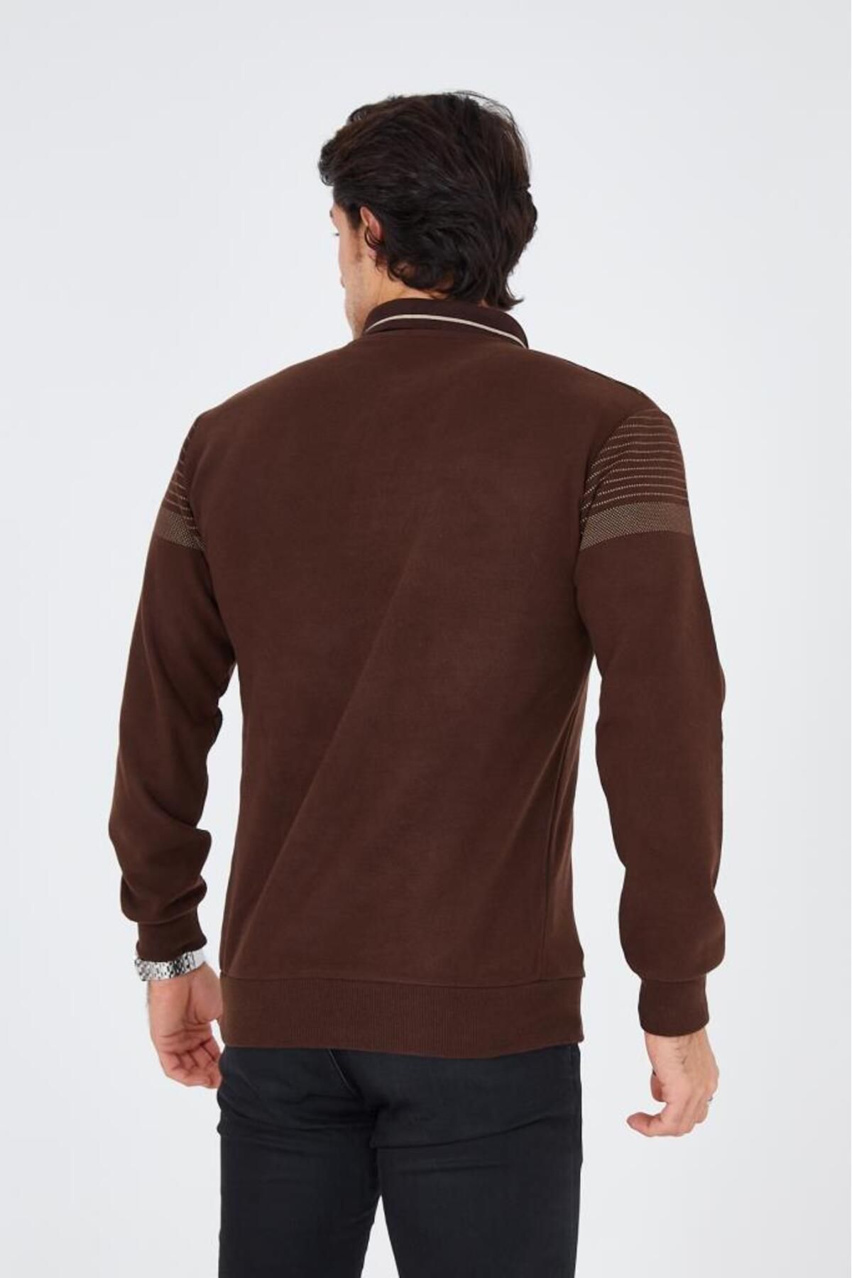Rey Polo-1252 POLO NECK PRINTED SELANIC SWEATER 8